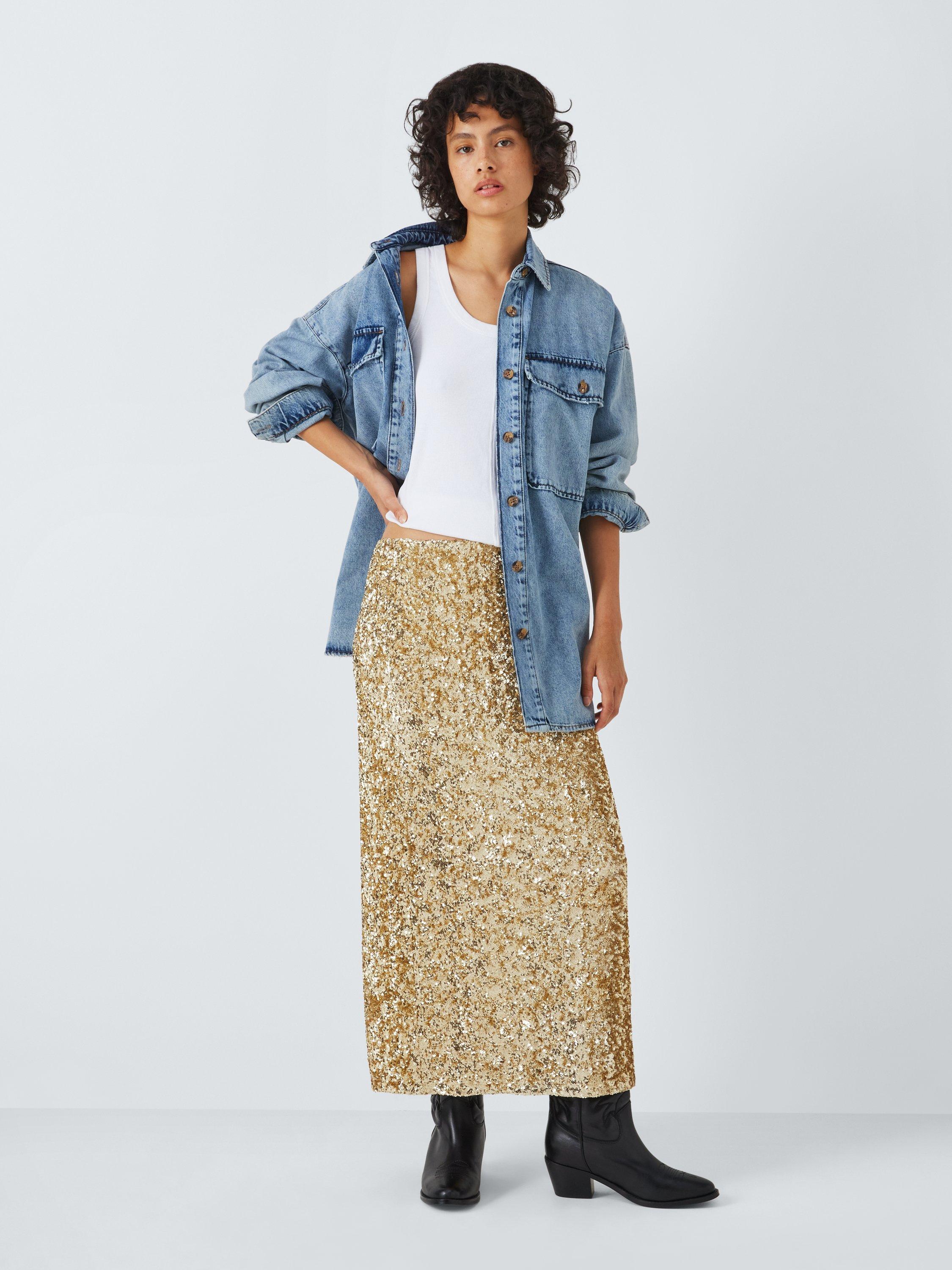 Nine west gold sequin skirt best sale