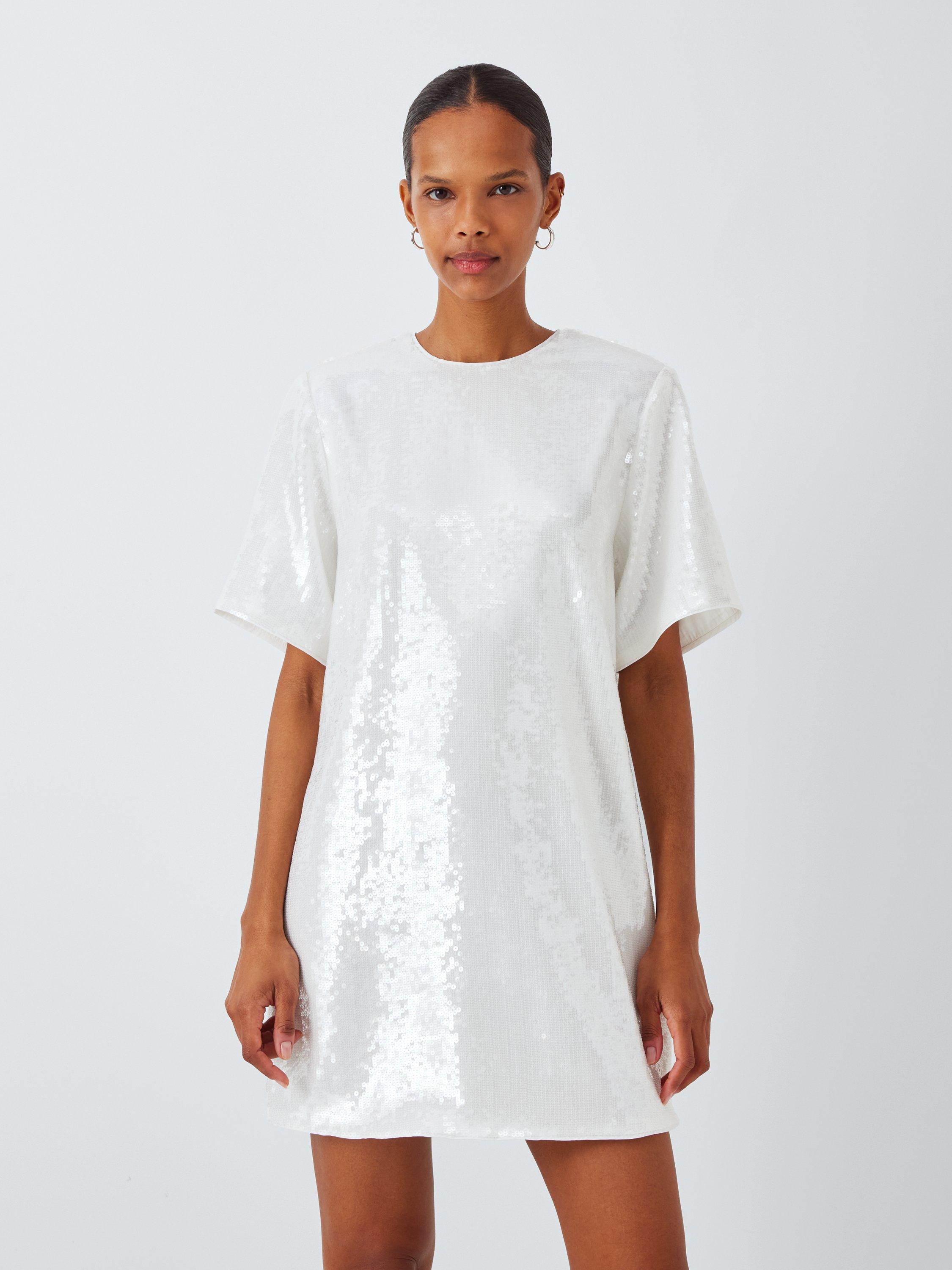 Theory Sequin T Shirt Dress White