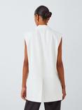 Theory Double Breasted Sleeveless Linen Blend Blazer, Ivory