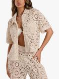 South Beach Crochet Beach Shirt, Natural Cream