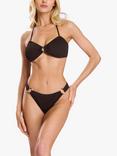 South Beach Crinkle Textured Bikini Bottoms, Dark Brown