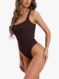 South Beach Crinkle Swimsuit, Brown Dark