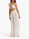 South Beach Crinkle Wide Leg Beach Trousers, Natural Cream