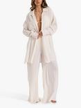 South Beach Crinkle Wide Leg Beach Trousers, Natural Cream