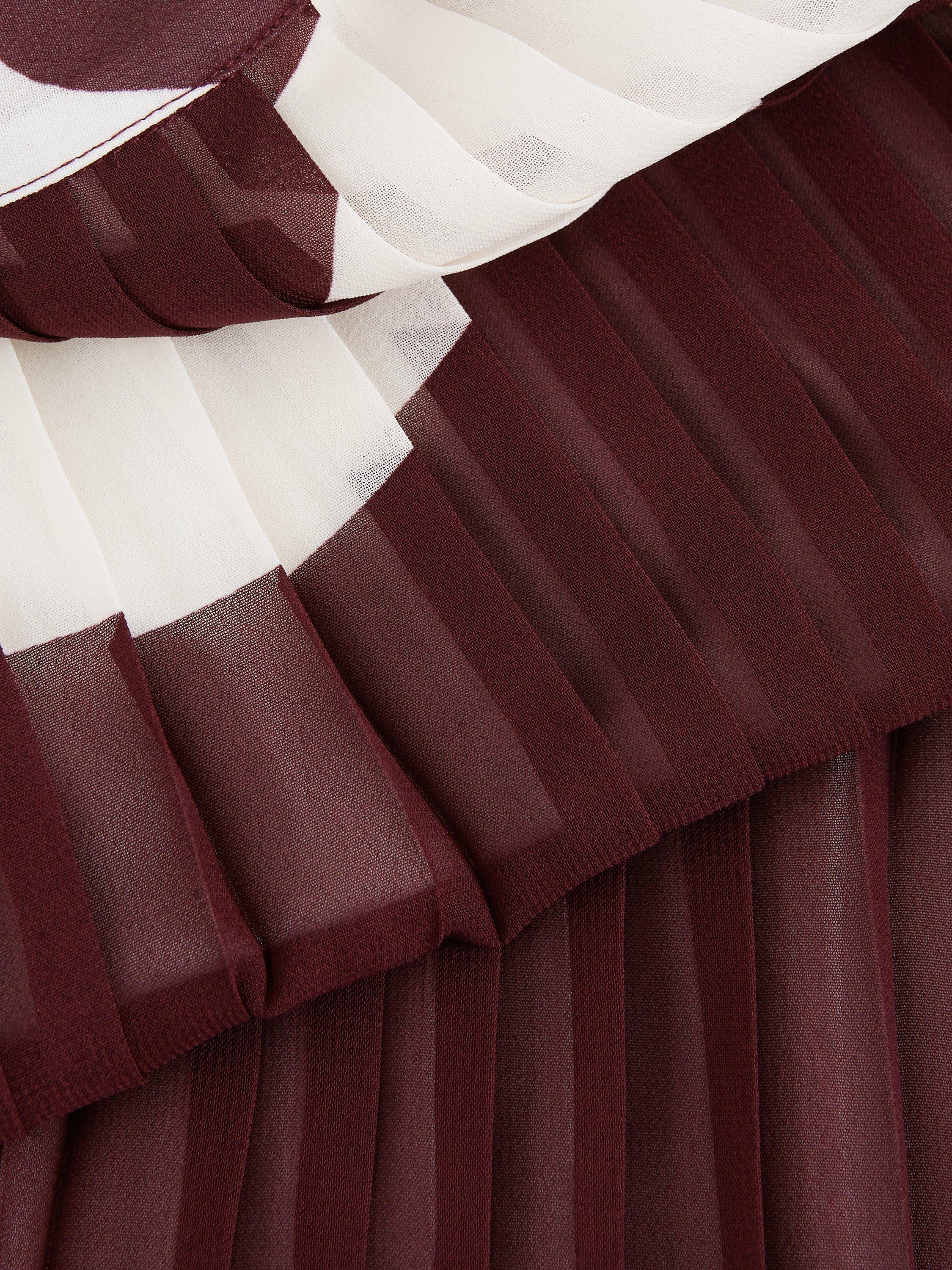 Product image 6 of 7, which shows Phase Eight Nina Abstract Pleated Top, Burgundy, 10