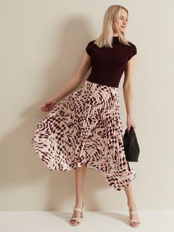 Phase Eight Maya Woven Abstract Pleated Midi Dress, Multi, Multi