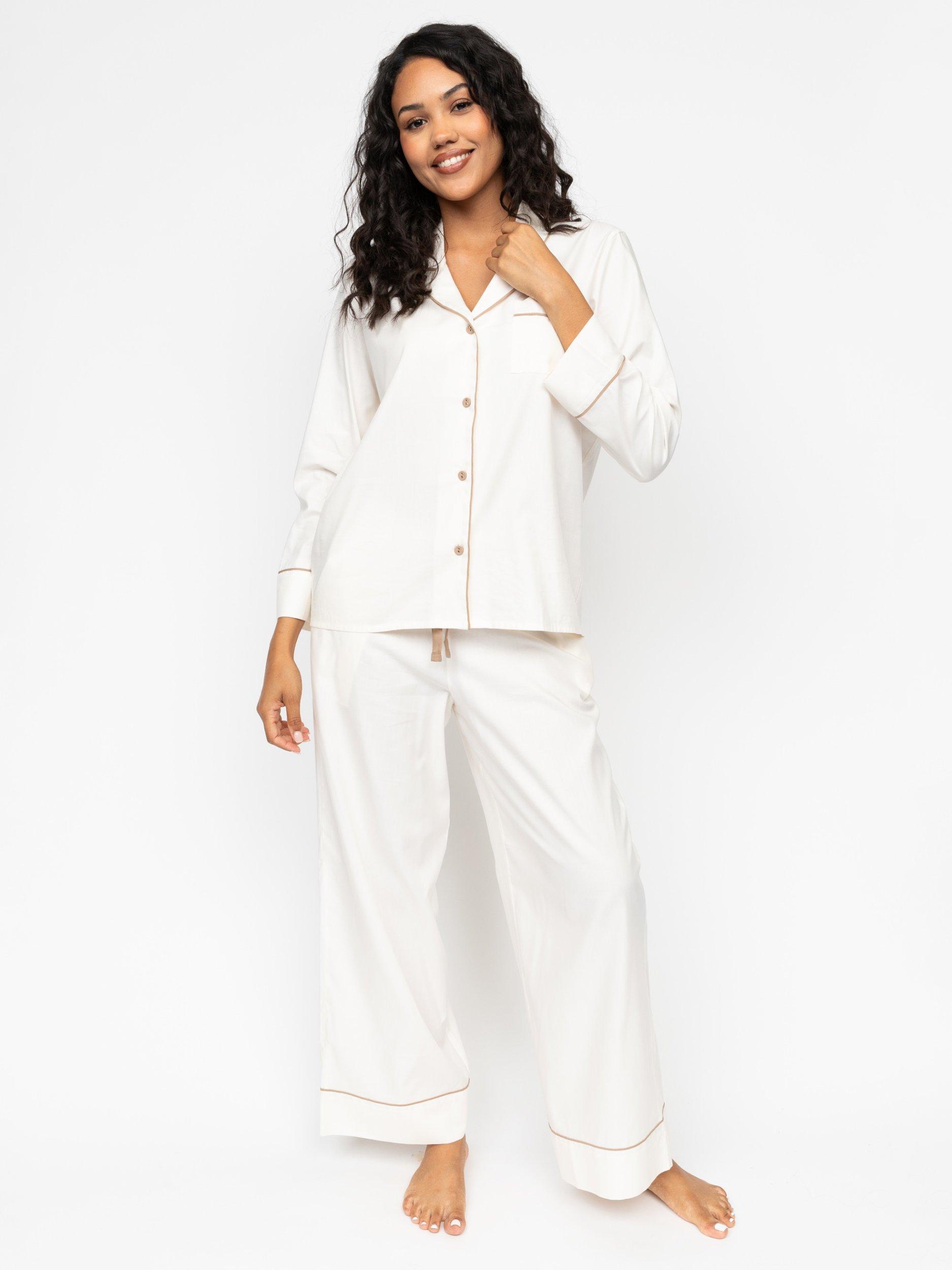 Product image 1 of 4, which shows Cyberjammies Hotel Long Pyjama Set, Cream, 8