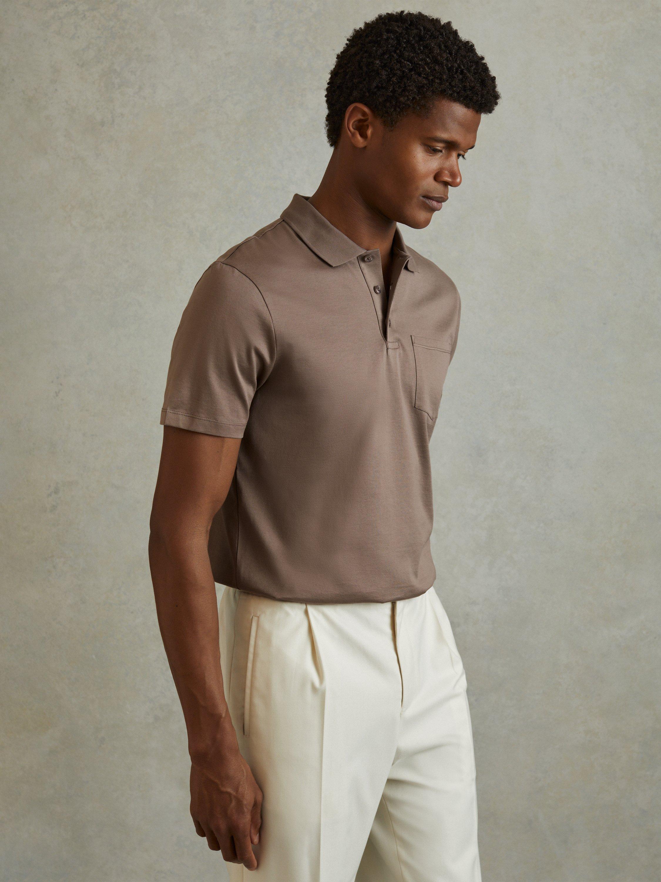 Reiss Austin Short Sleeve Cotton Polo Shirt, Cinder, XL