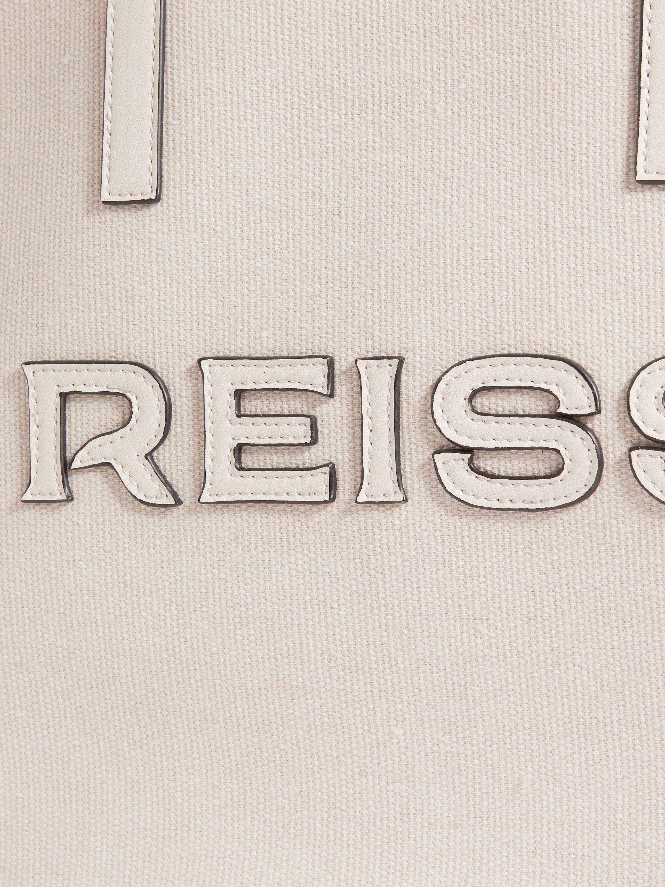 Product image 4 of 5, which shows Reiss Lola Woven Logo Tote Bag, Natural/Tan, One Size