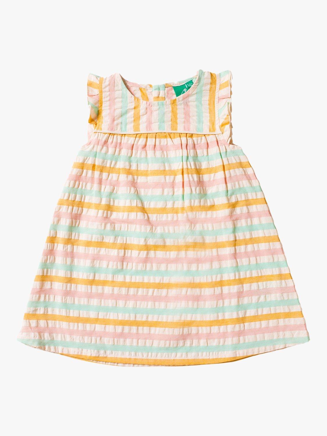 Little Green Radicals Baby Organic Seersucker Frill Dress, Multi