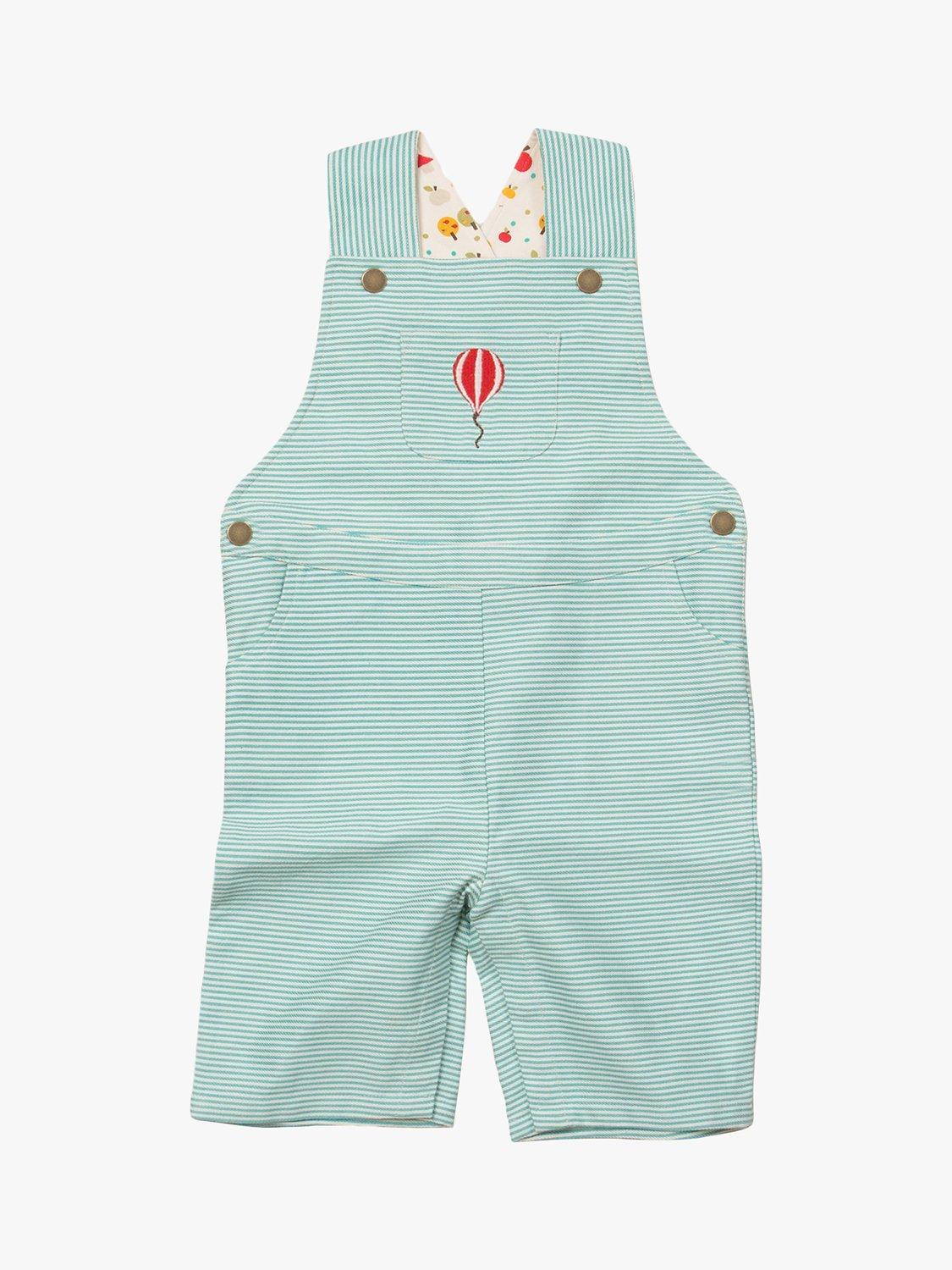 Little Green Radicals Baby Balloon Stripe Dungarees, Corn Silk