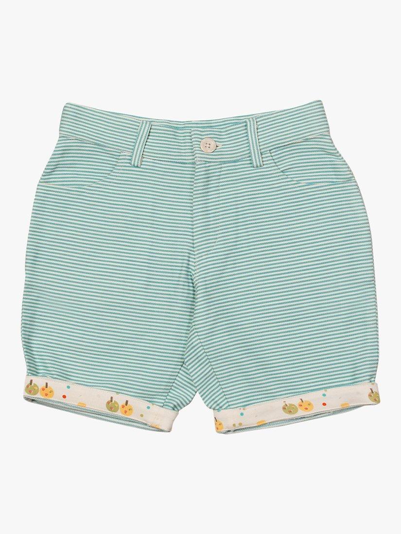 Little Green Radicals Baby Organic Cotton Sunshine Stripe Turn-Up Shorts, Corn Silk