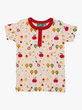 Little Green Radicals Baby Apple Button Neck T-Shirt, Cream