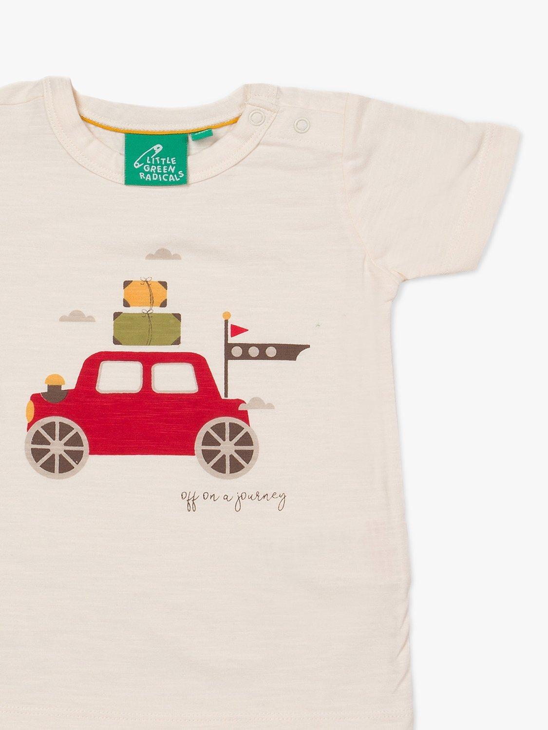 Product image 2 of 3, which shows Little Green Radicals Baby Car Journey T-Shirt, Cream, 0-3 months
