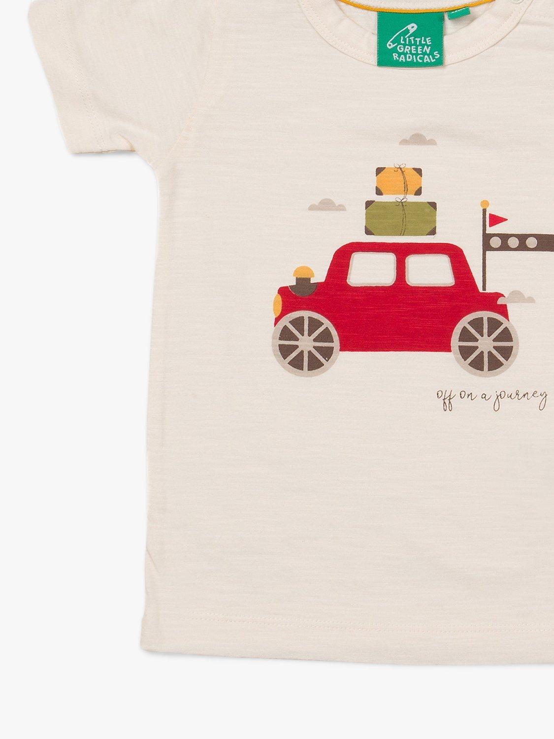 Product image 3 of 3, which shows Little Green Radicals Baby Car Journey T-Shirt, Cream, 0-3 months