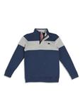 Raging Bull Kids' Quarter Zip Brushback Sweatshirt, Navy/Grey