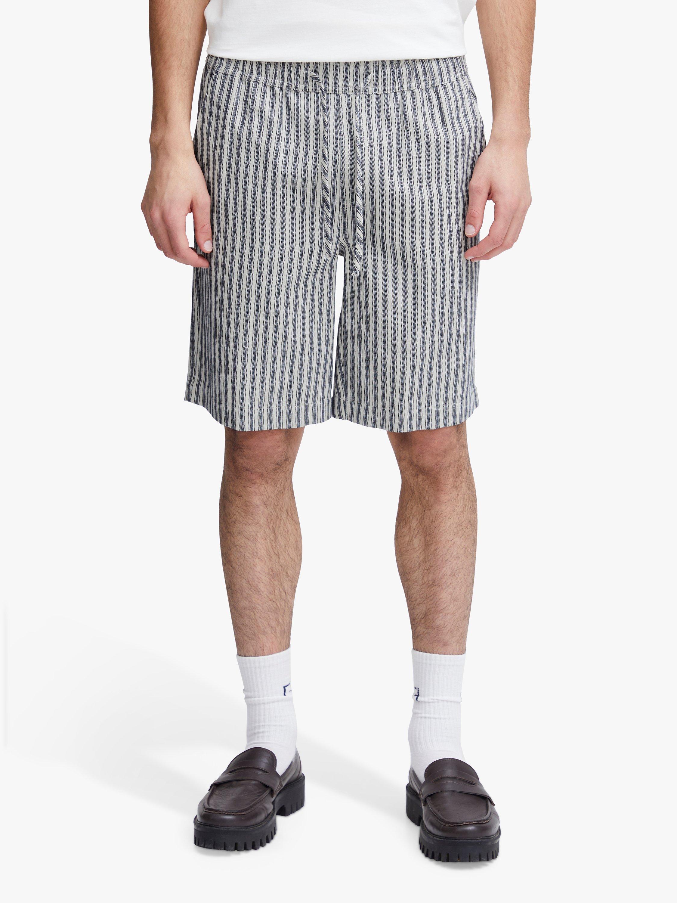 Product image 1 of 7, which shows Casual Friday Phelix Linen Mix Striped Shorts, Navy/White, S