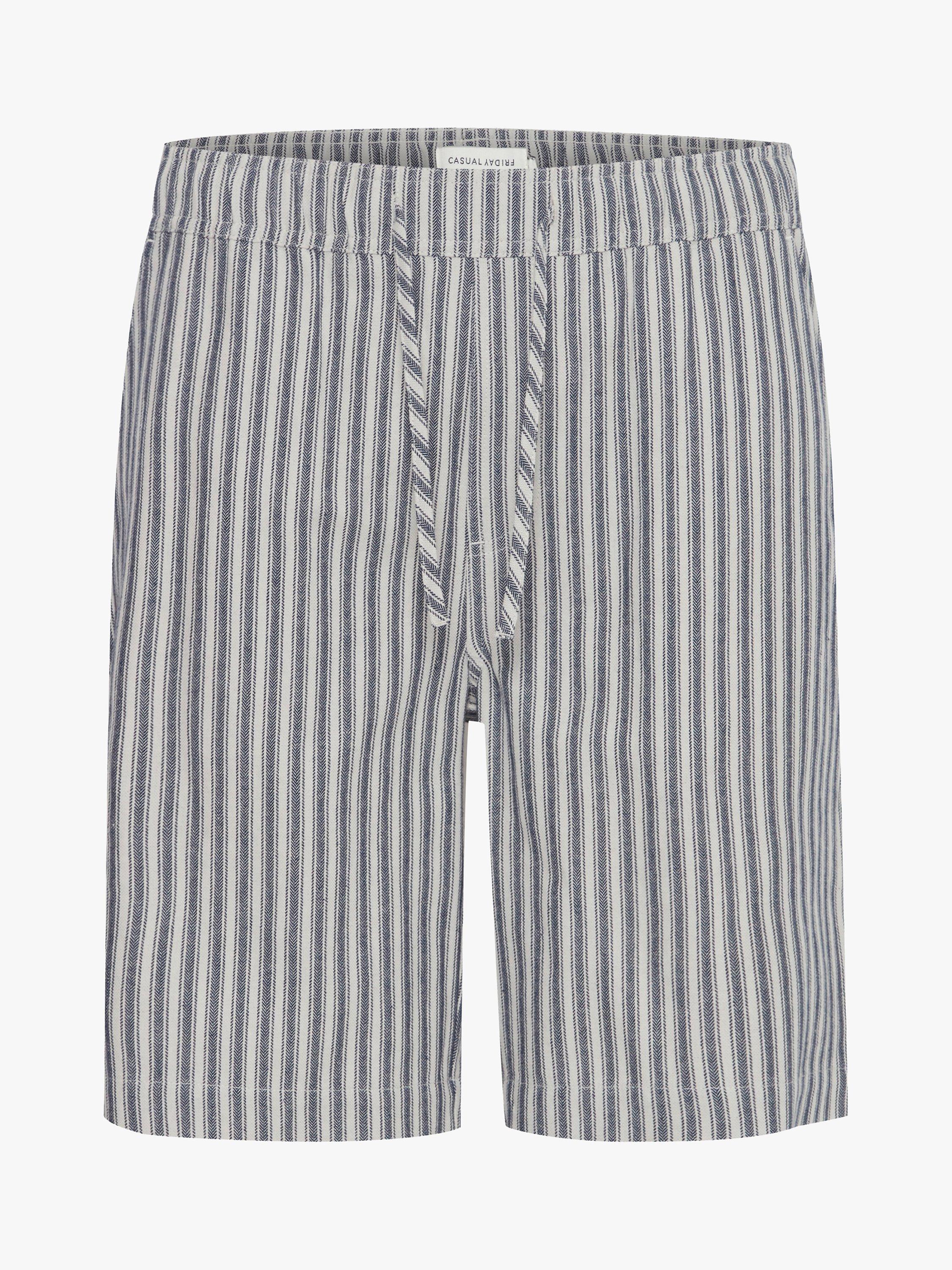 Product image 5 of 7, which shows Casual Friday Phelix Linen Mix Striped Shorts, Navy/White, S