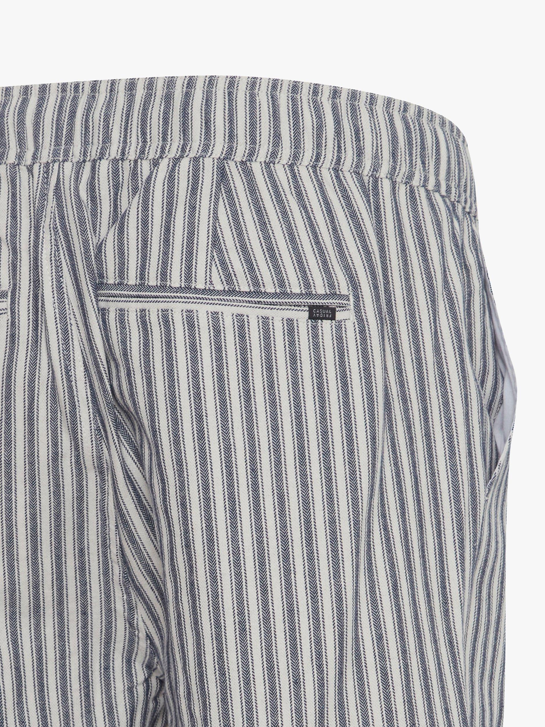 Product image 7 of 7, which shows Casual Friday Phelix Linen Mix Striped Shorts, Navy/White, S