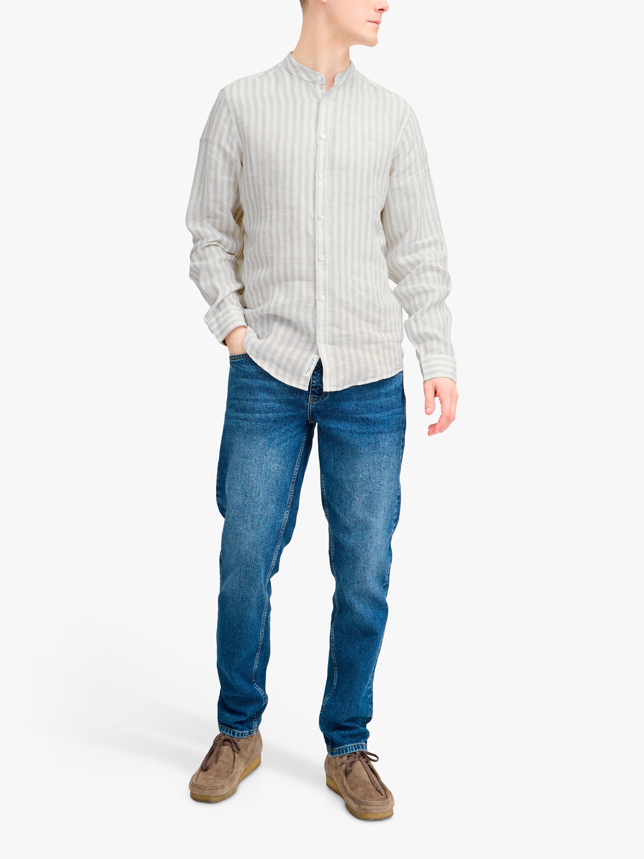 Product image 3 of 7, which shows Casual Friday Anton Long Sleeve Striped Grandad Shirt, Chateau Gray, L