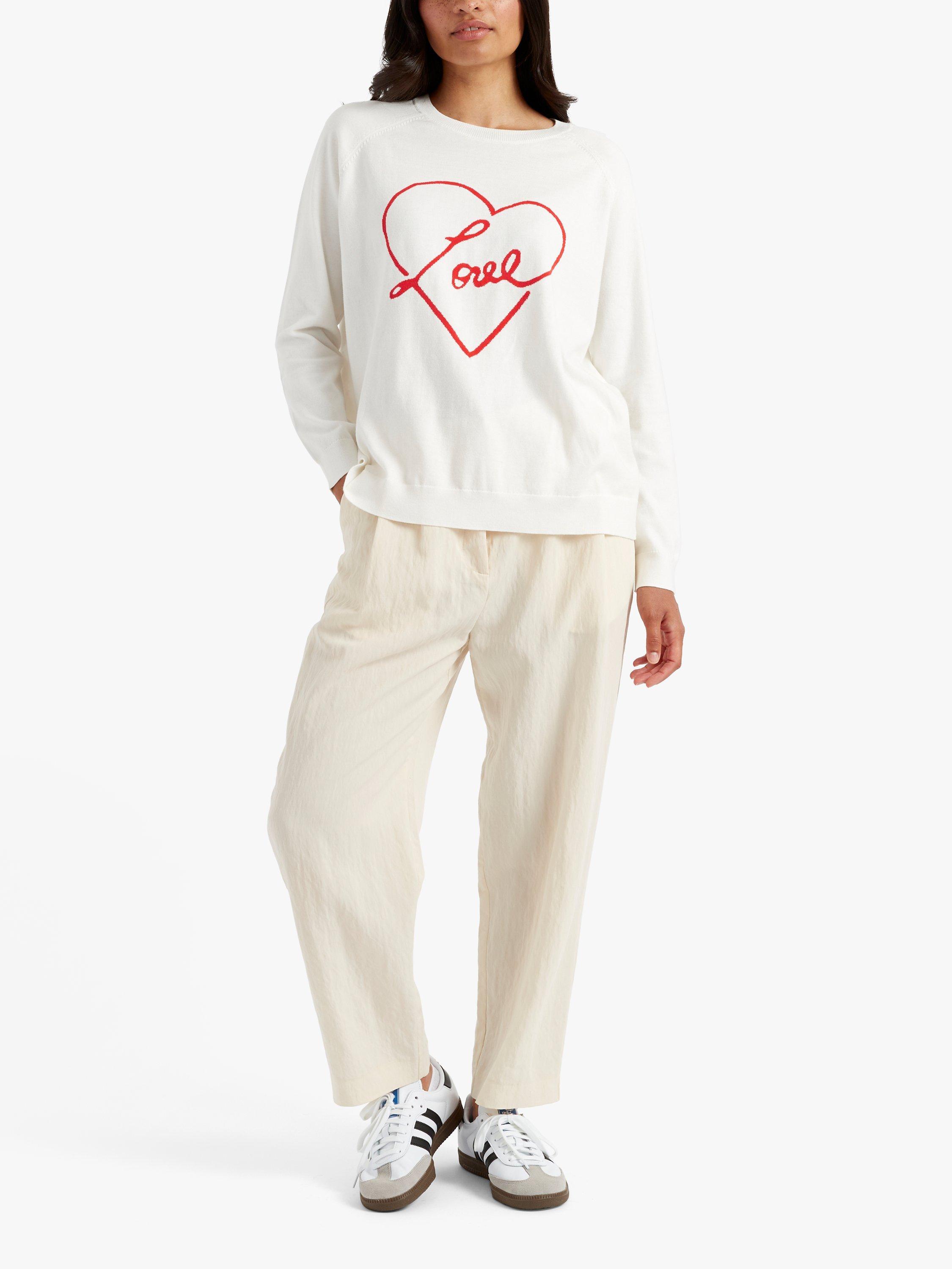 Chinti & Parker Love Heart Jumper, Cream/Red
