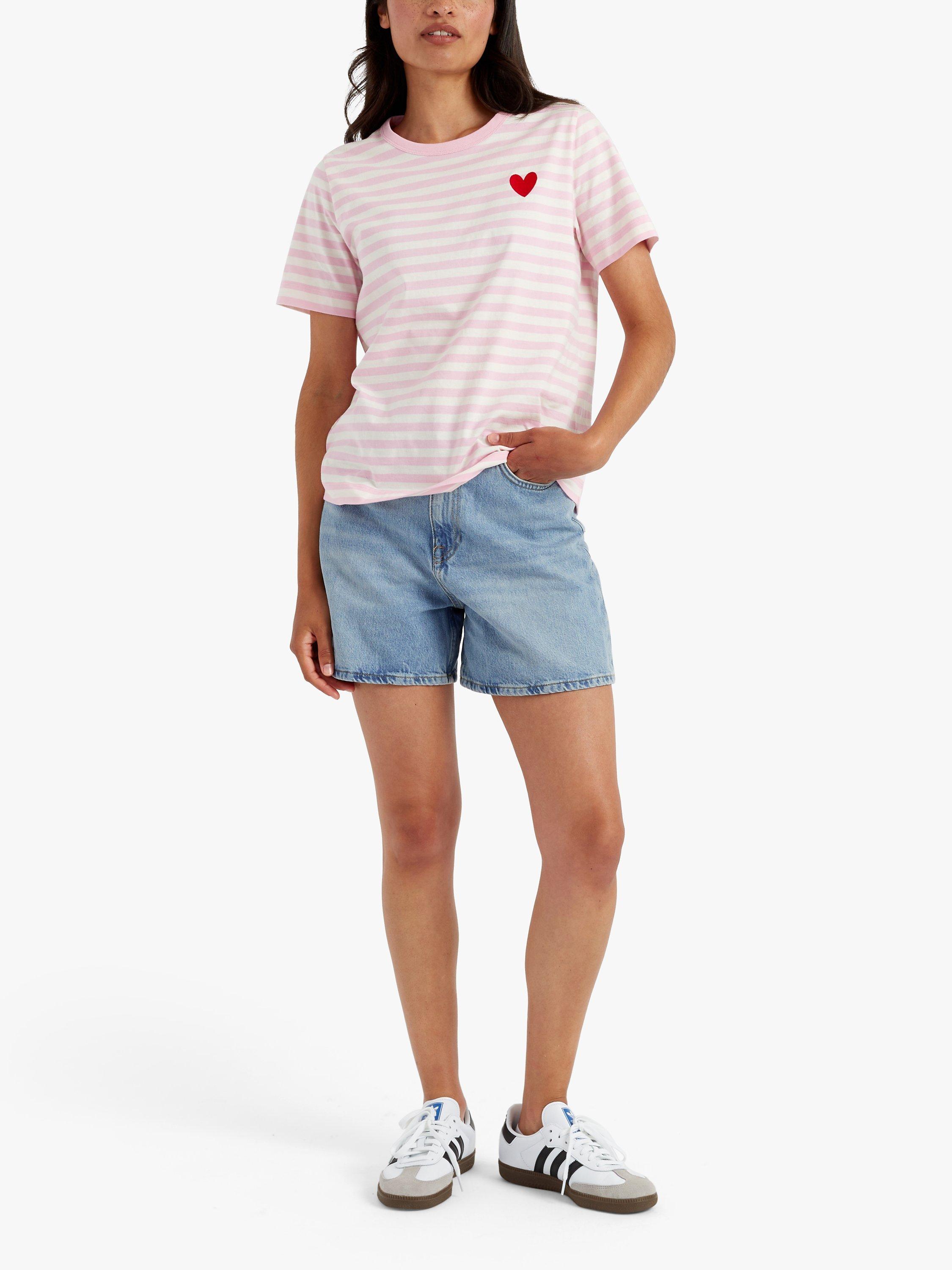 Chinti & Parker Heart Breton T-Shirt, Pink Lemonade Multi, XS