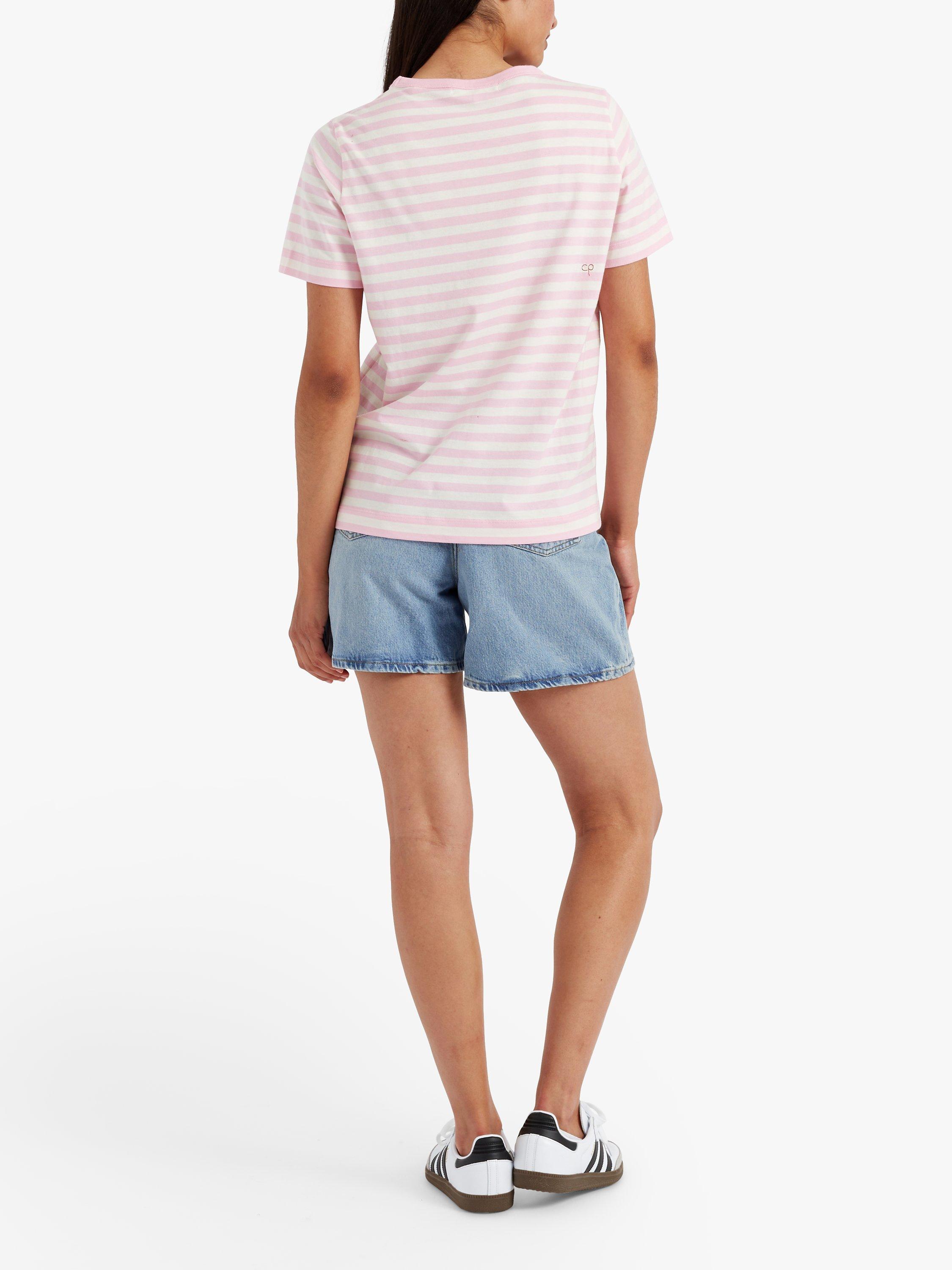 Chinti & Parker Heart Breton T-Shirt, Pink Lemonade Multi, XS