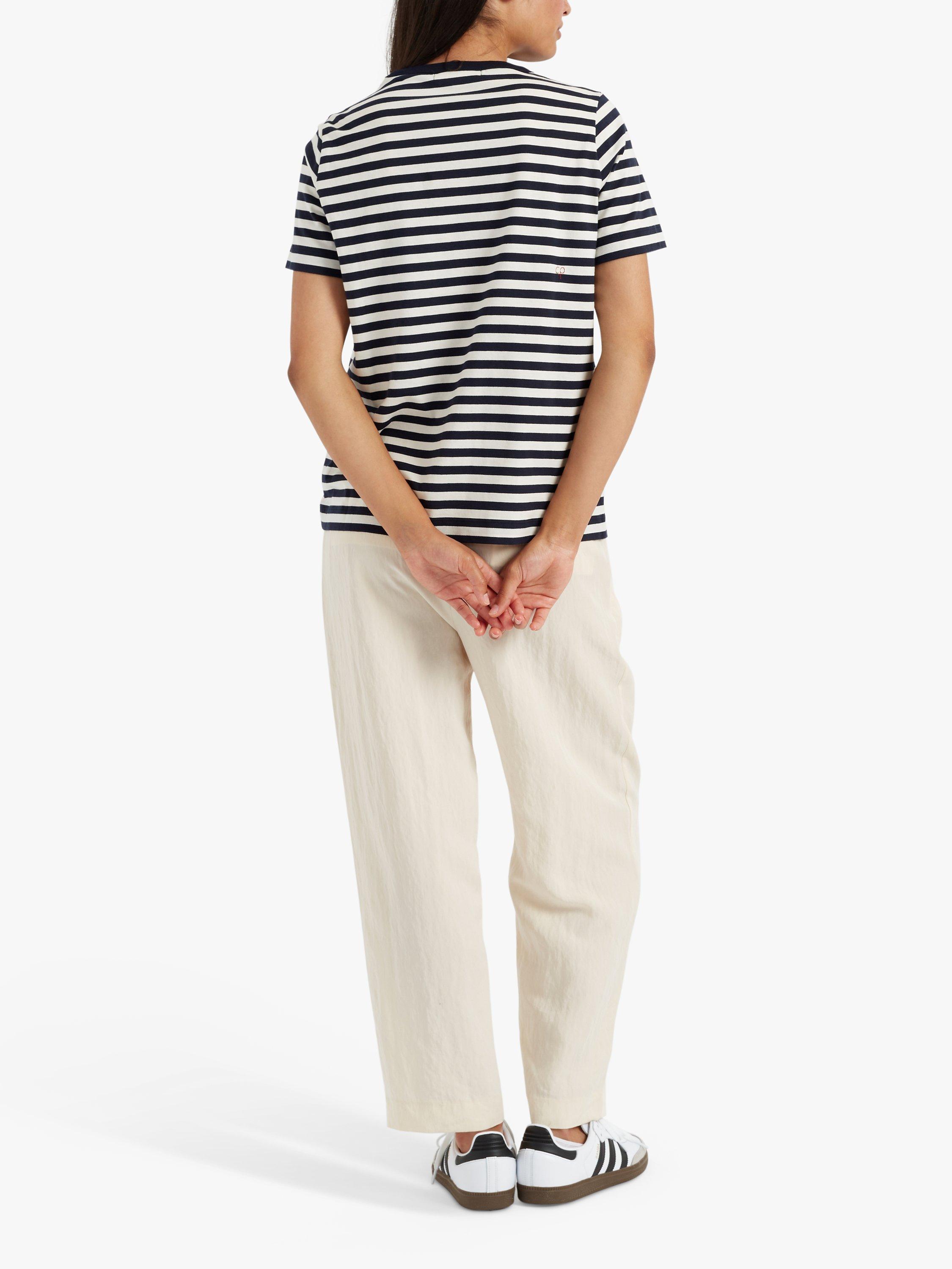 Product image 2 of 3, which shows Chinti & Parker Heart Breton T-Shirt, Navy/Cream/Red, XS