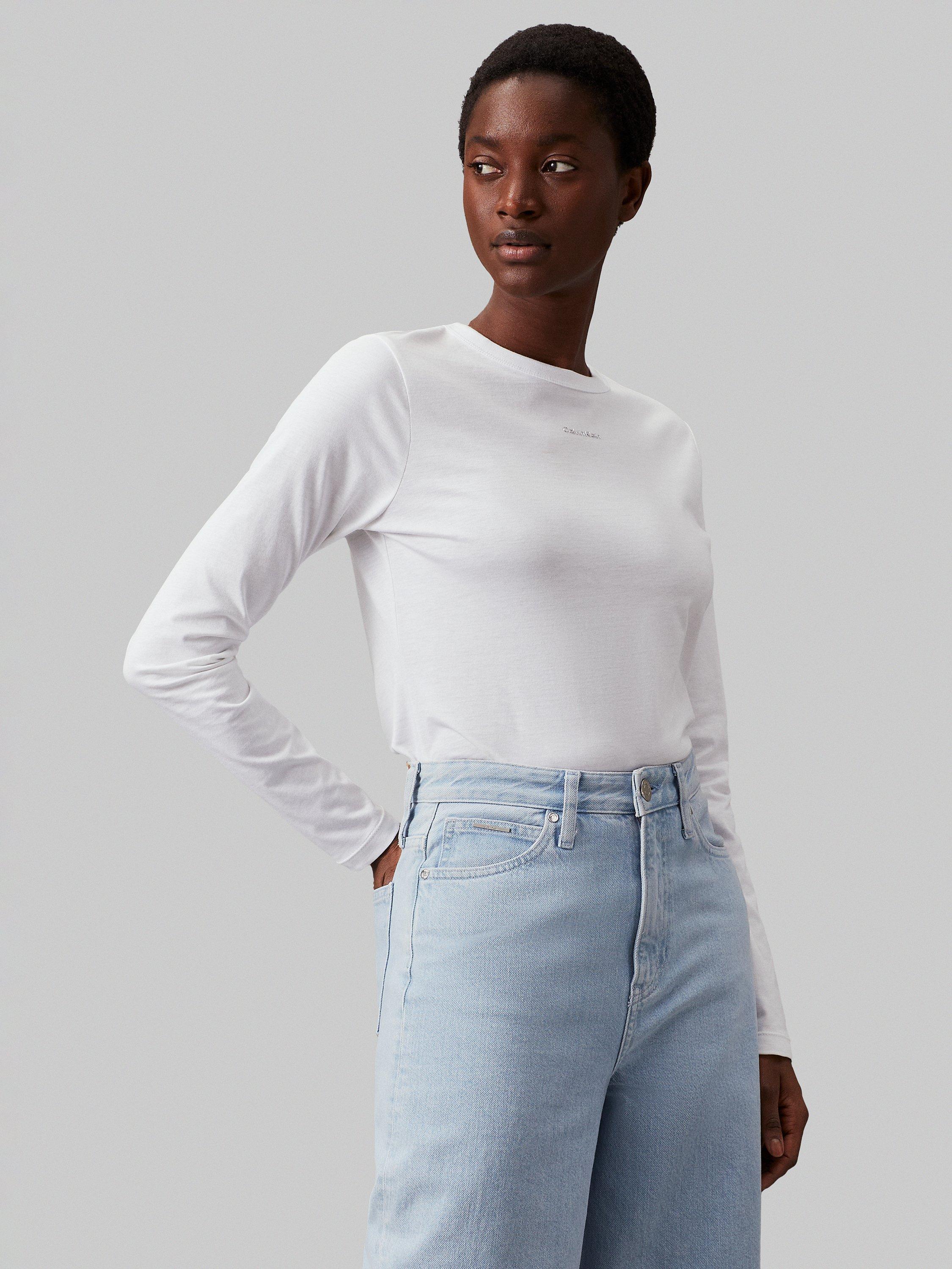 Calvin Klein Nano Logo Slim Fit Top, Bright White