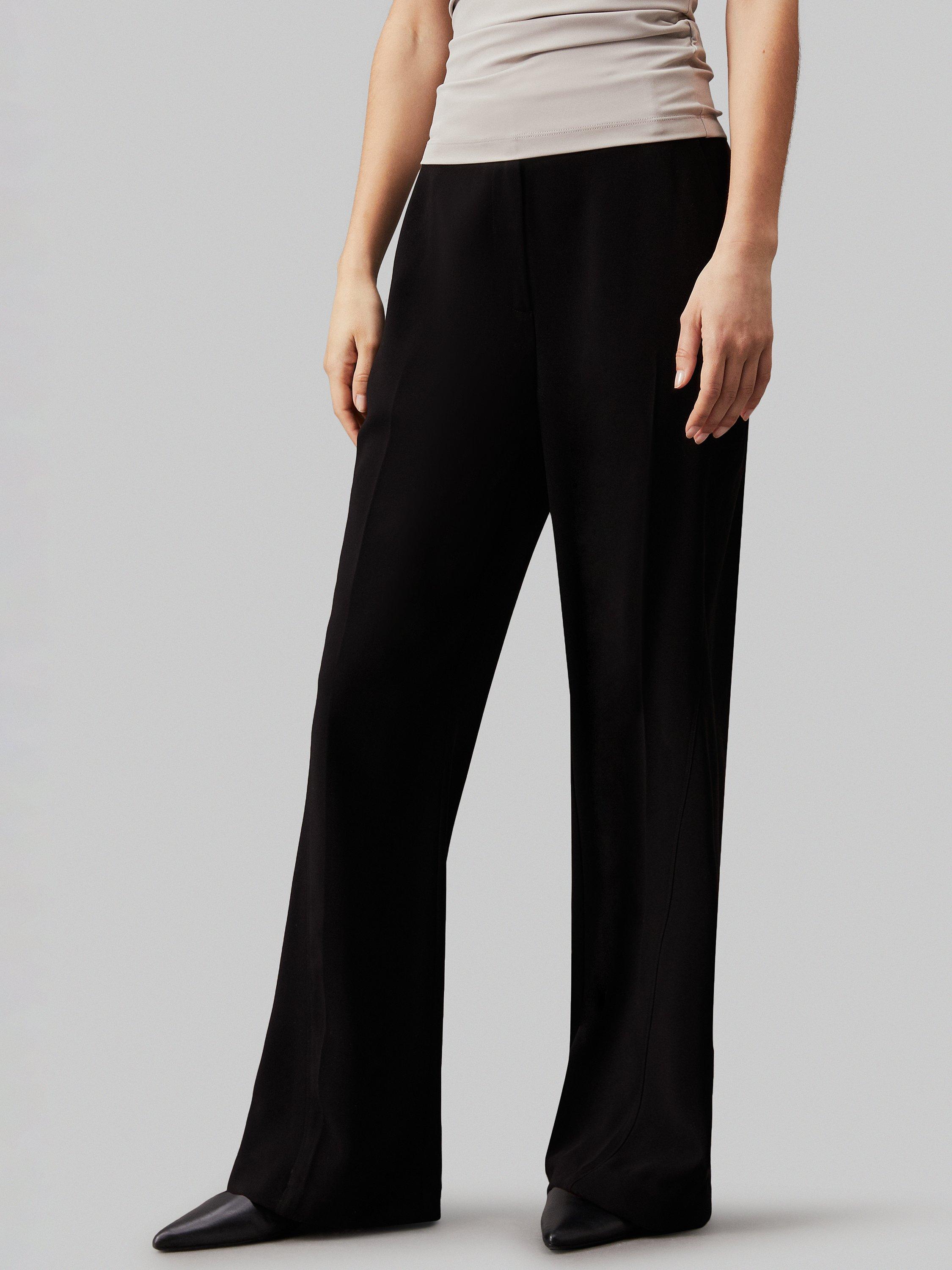 Product image 1 of 5, which shows Calvin Klein Structure Twill Wide Leg Trousers, Ck Black, 4
