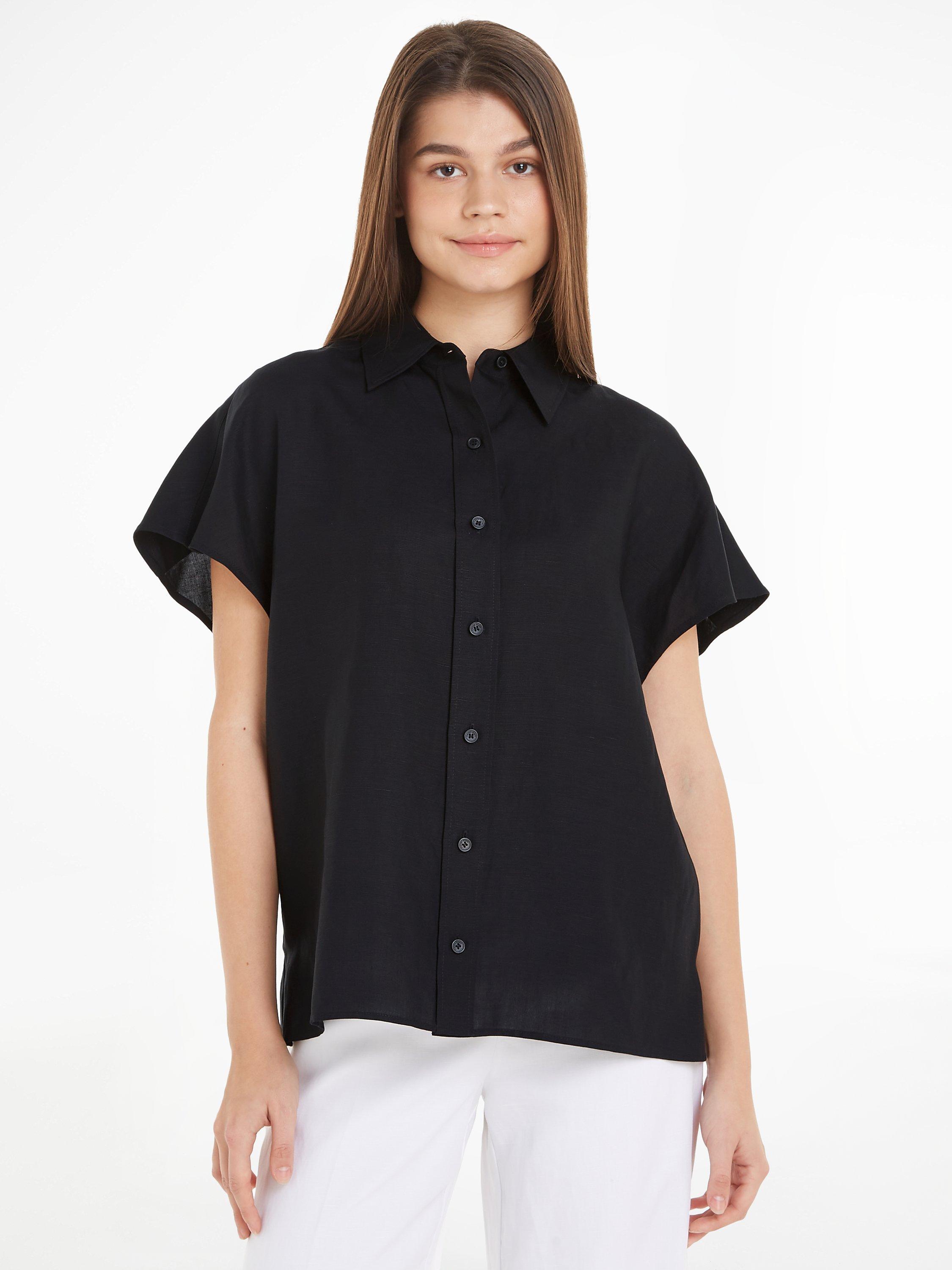 Calvin Klein Linen Blend Short Sleeve Shirt, Ck Black