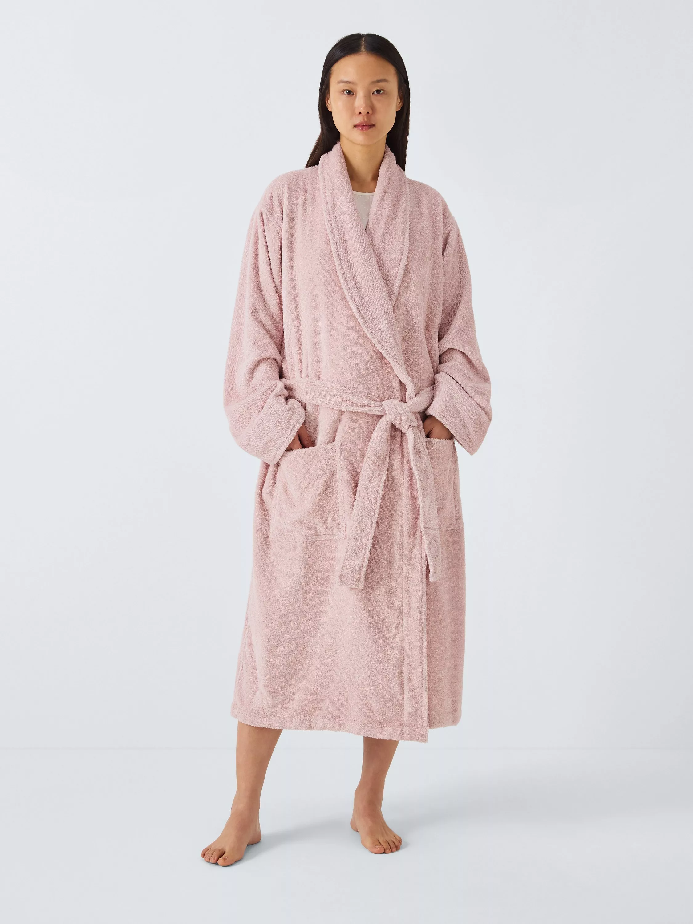John Lewis Egyptian Cotton Unisex Bath Robe Pale Pink