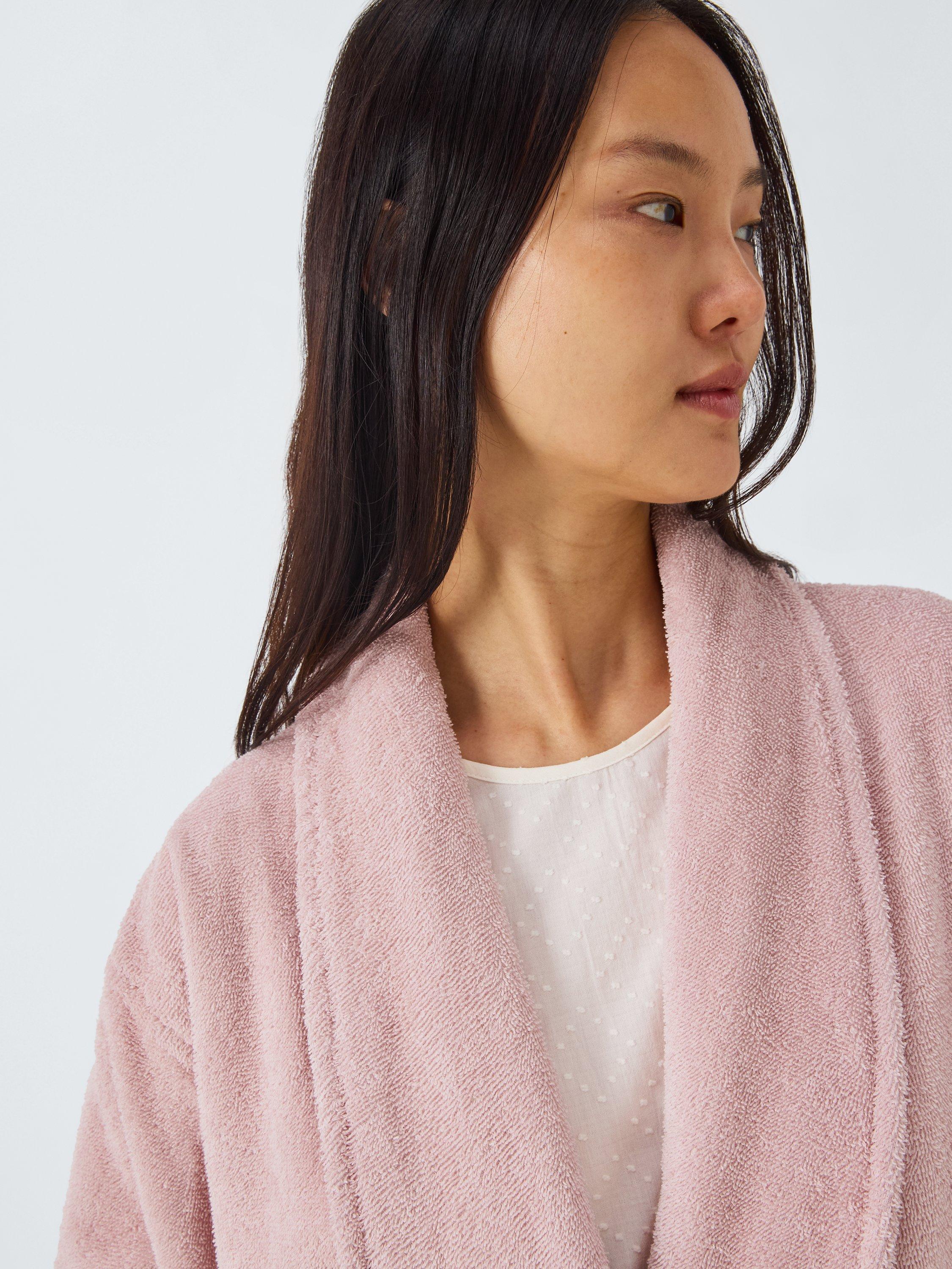 Product image 5 of 6, which shows John Lewis Egyptian Cotton Unisex Bath Robe, Pale Pink, XS-S
