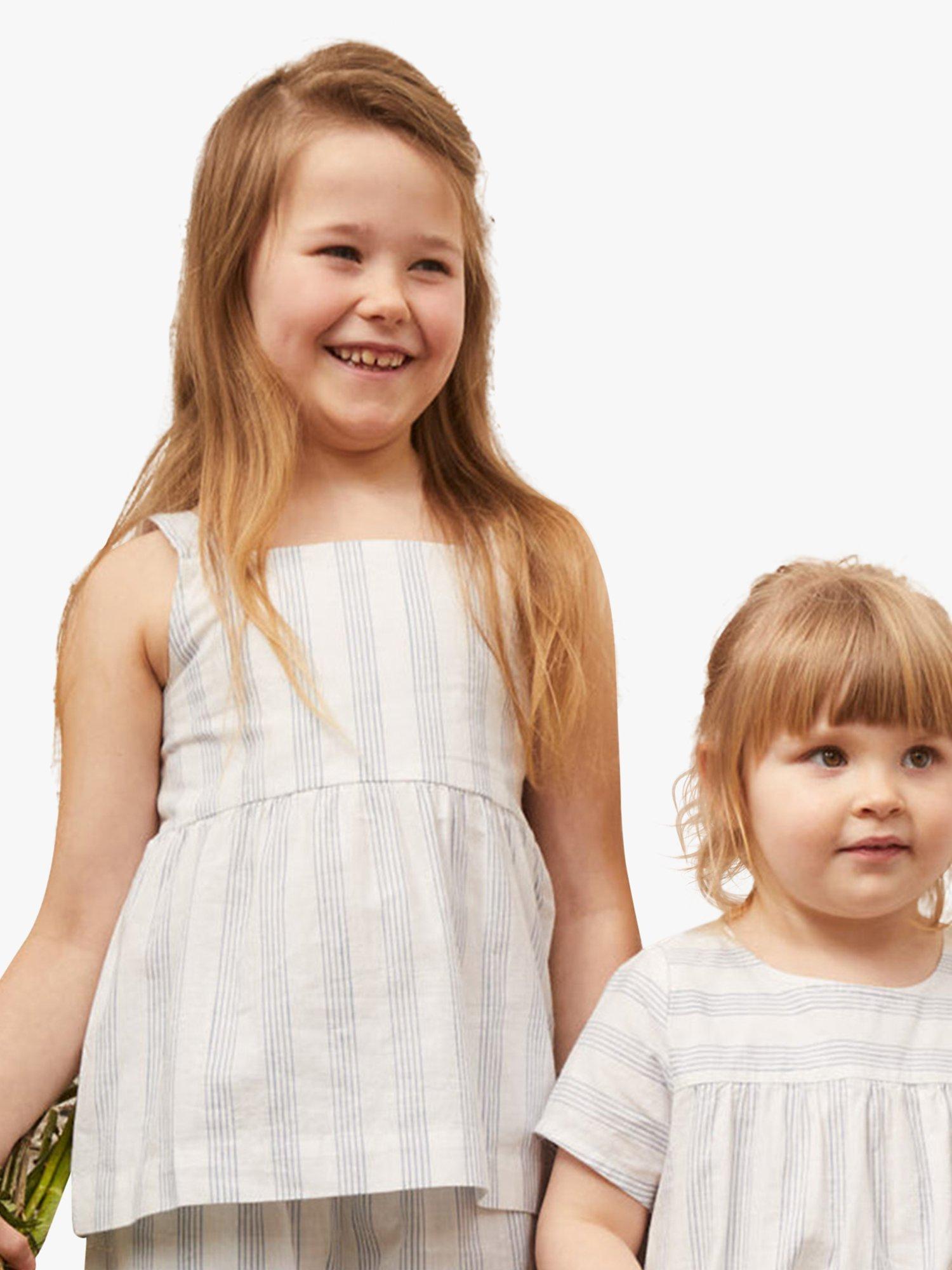 Polarn O. Pyret Kids' Organic Cotton Stripe Vest Top, White
