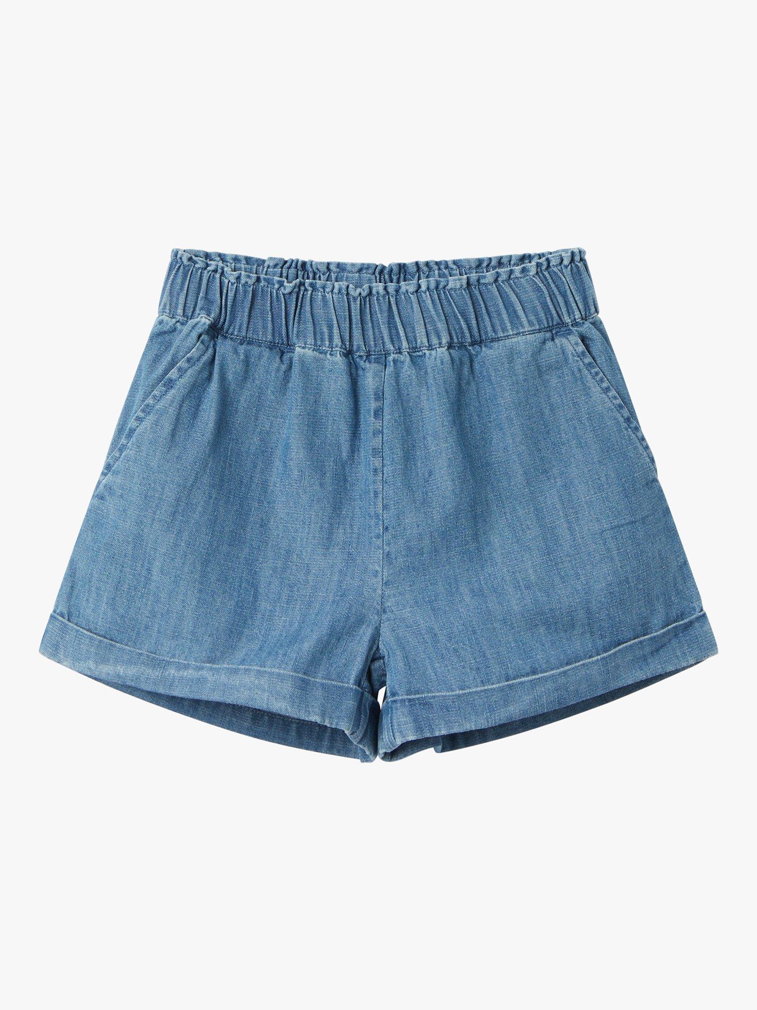 Polarn O. Pyret Kids' Organic Cotton Denim Chambray Pull On Shorts, Blue