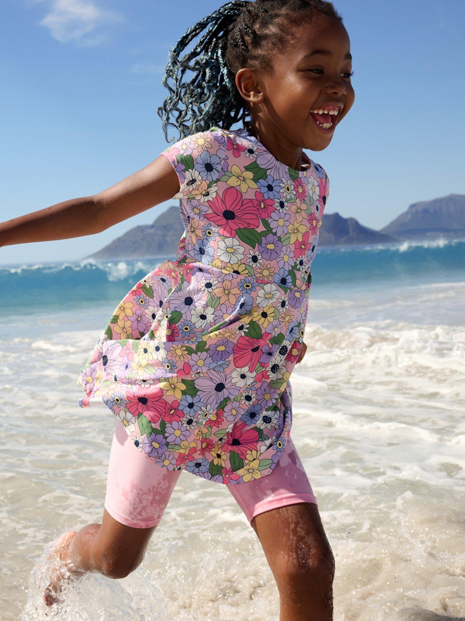 Polarn O. Pyret Kids' Organic Cotton Blend Floral Print Dress, Pink