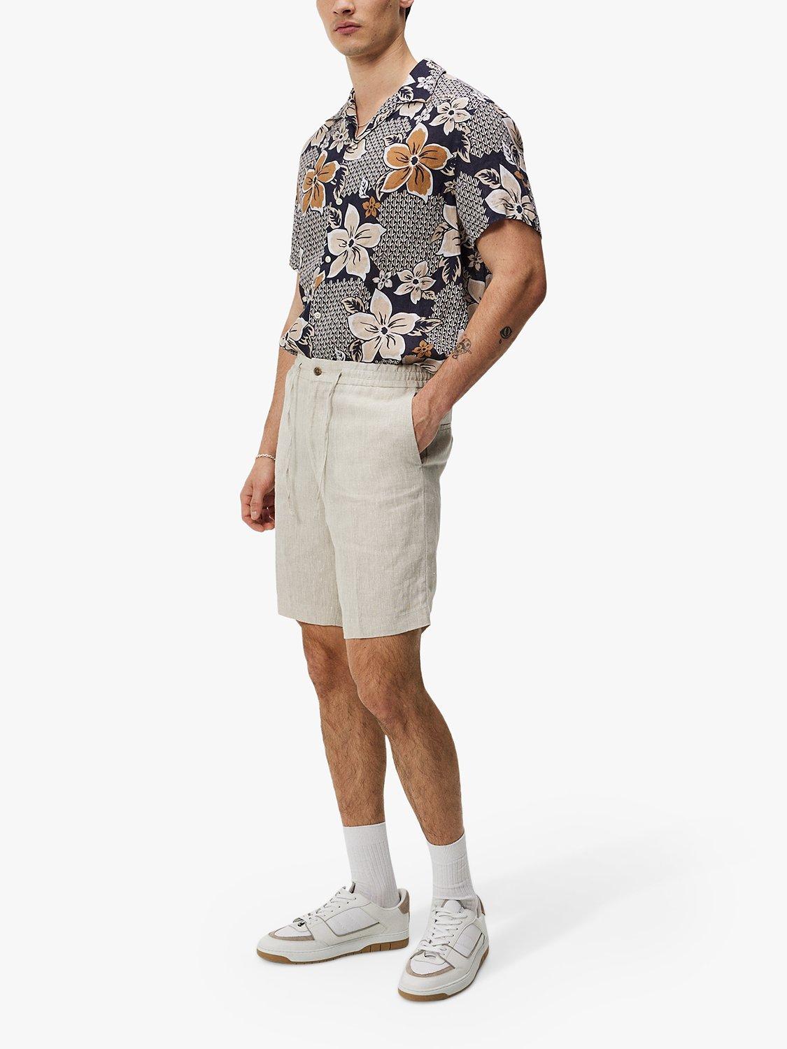 J.Lindeberg Baron Linen Shorts, Safari Beige, 30S