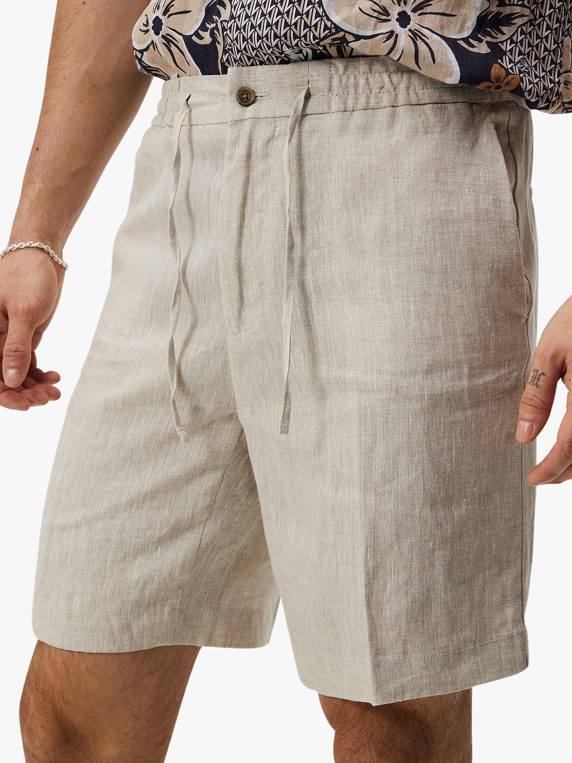 J.Lindeberg Baron Linen Shorts, Safari Beige, 30S