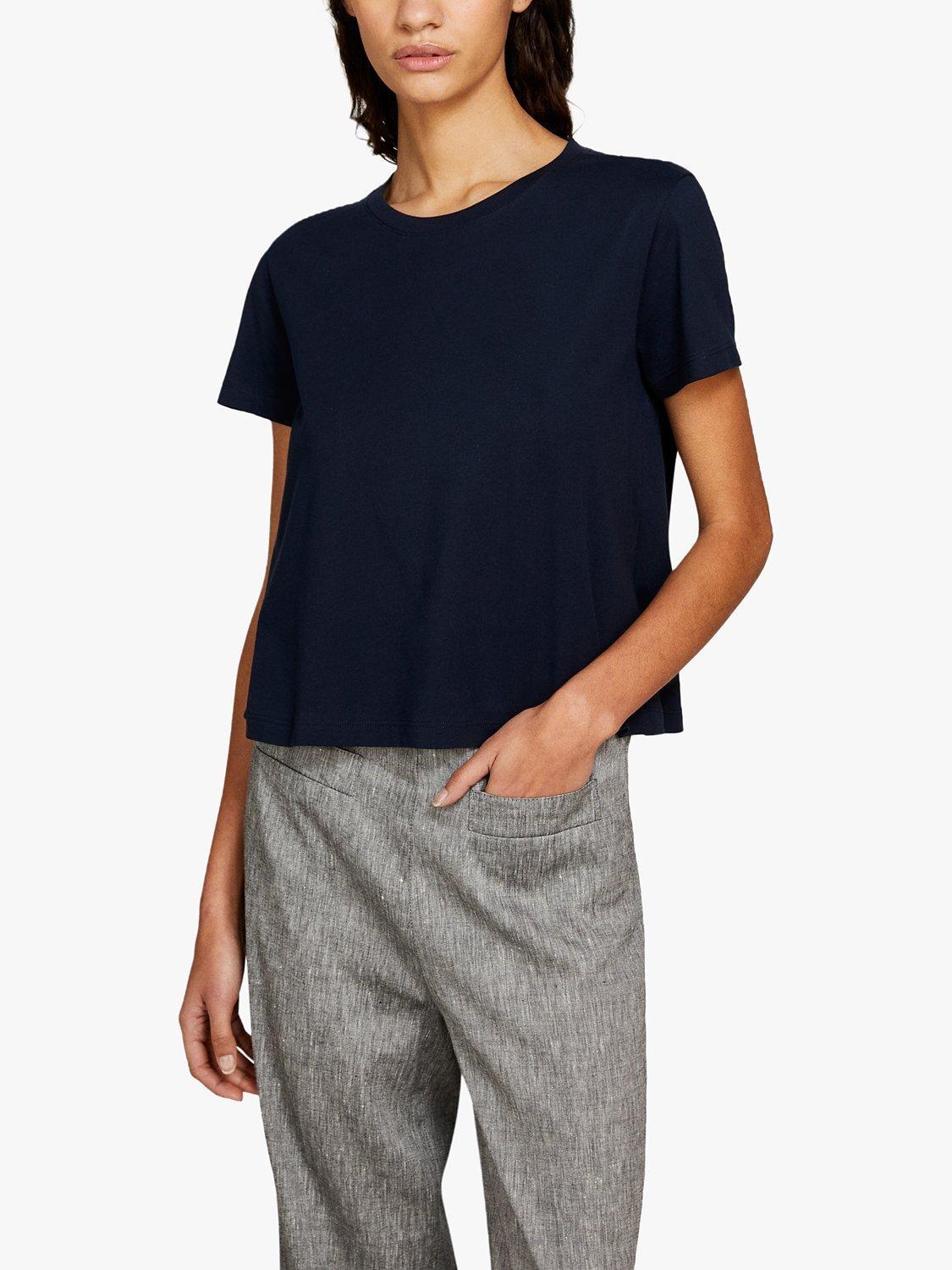 SISLEY Boxy Fit Cotton T-Shirt, Navy