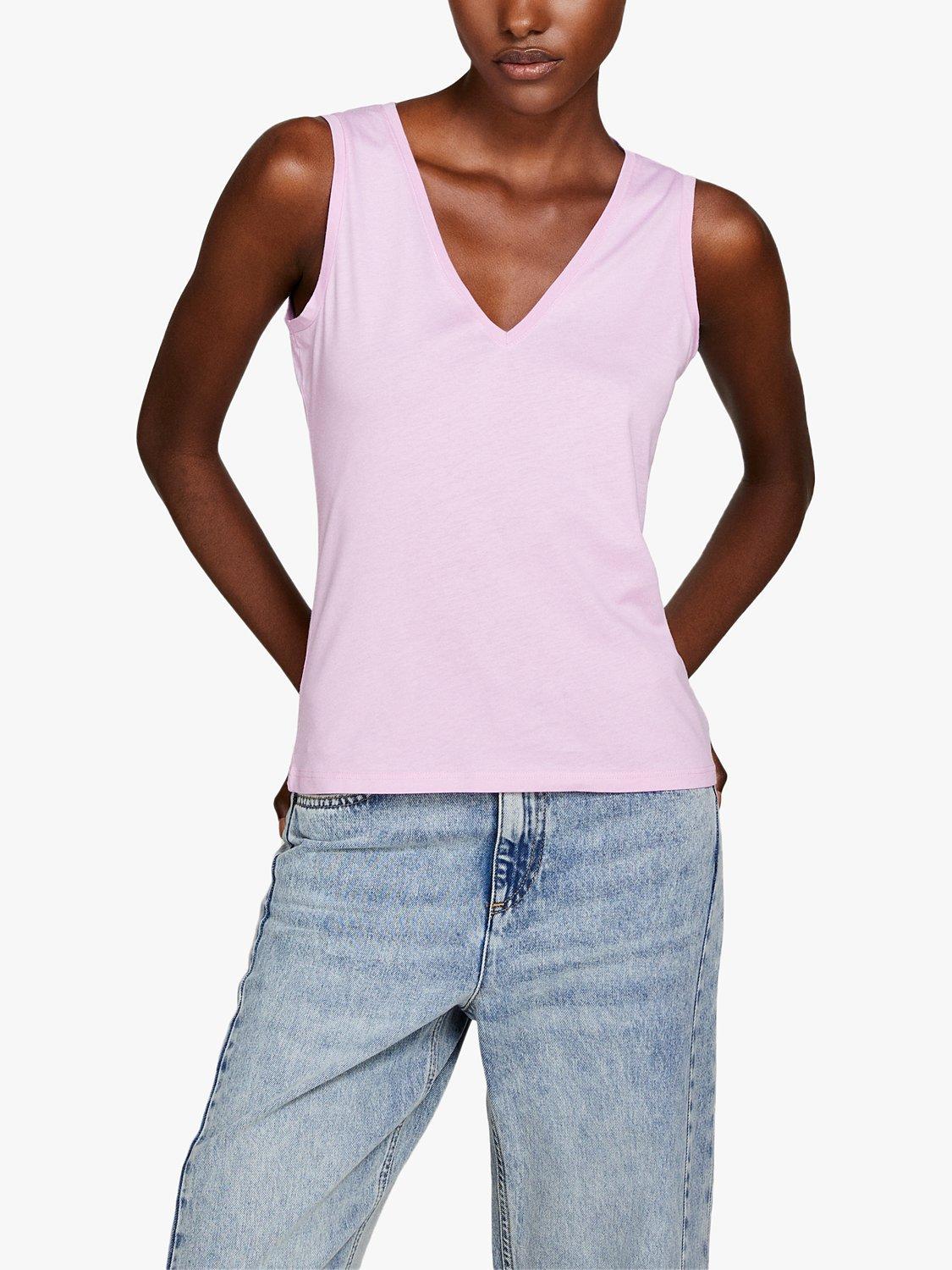 SISLEY Cotton V-Neck Tank Top, Violet