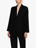 SISLEY Single Breasted Linen Blazer, Black