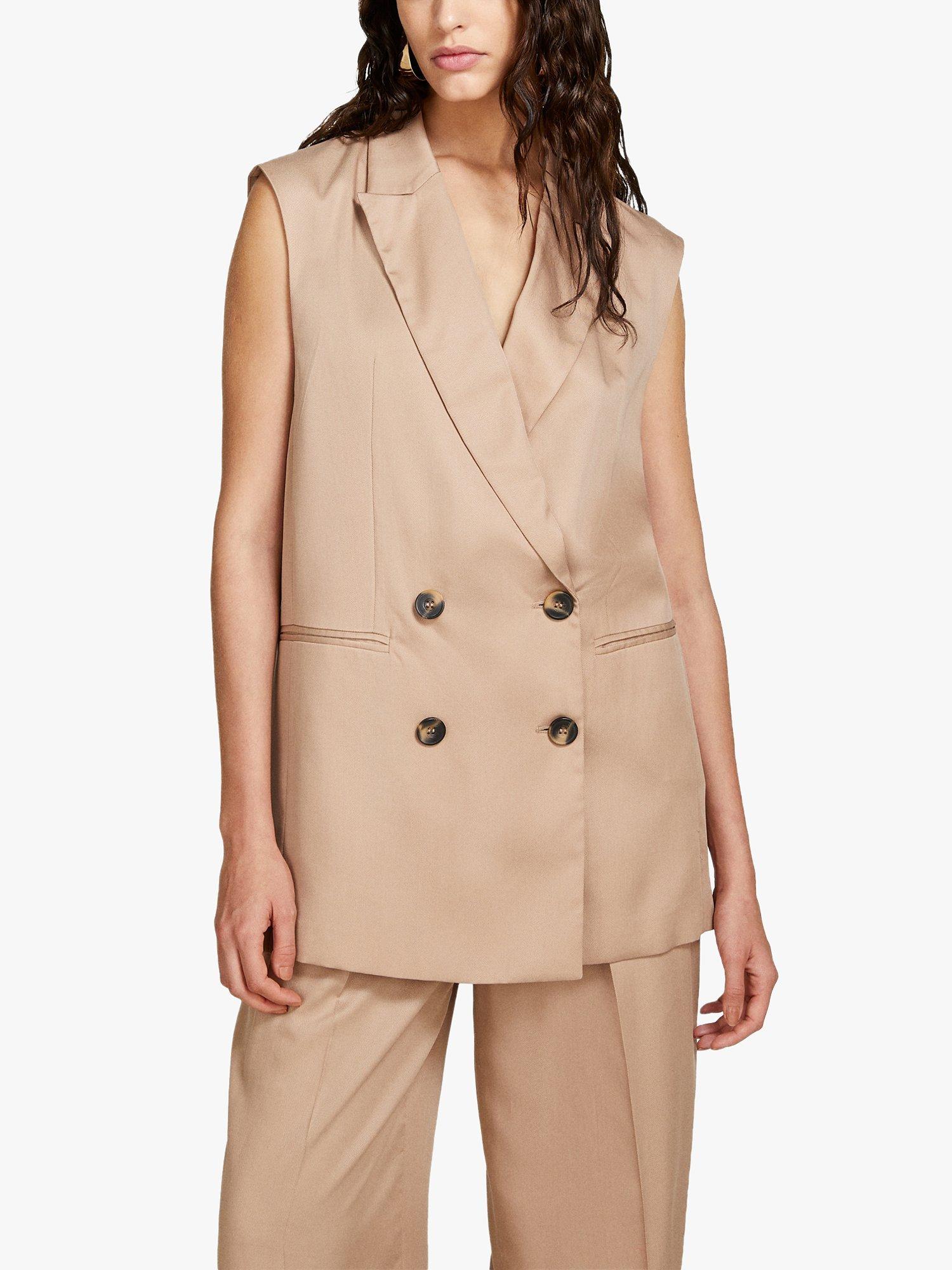 SISLEY Double Breasted Vest, Beige