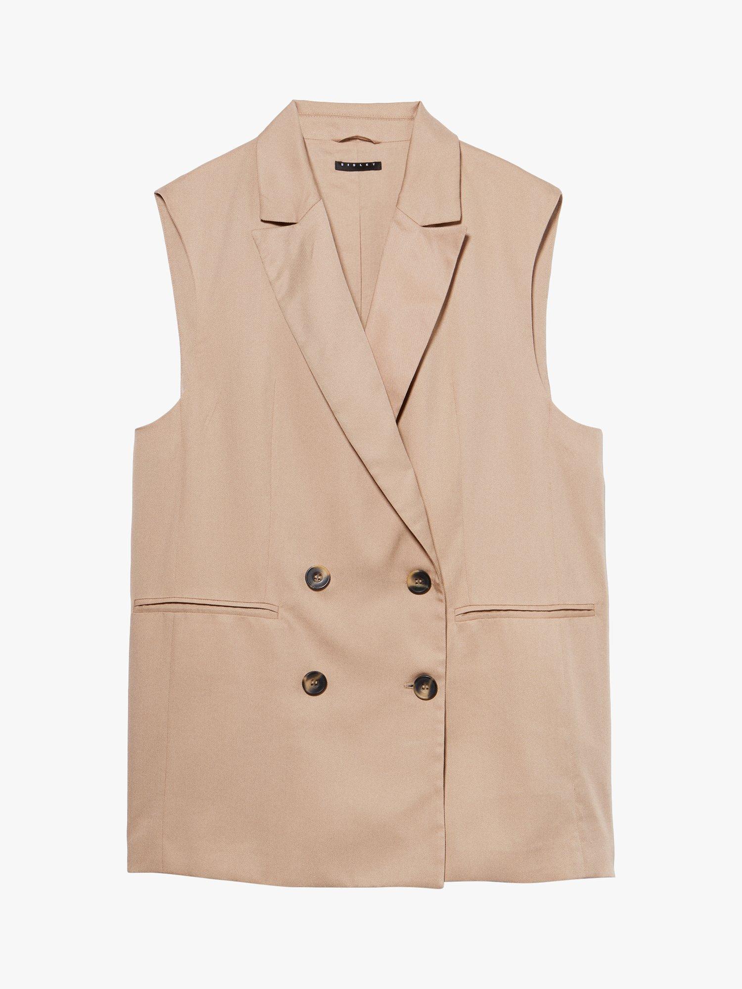 SISLEY Double Breasted Vest, Beige, 8