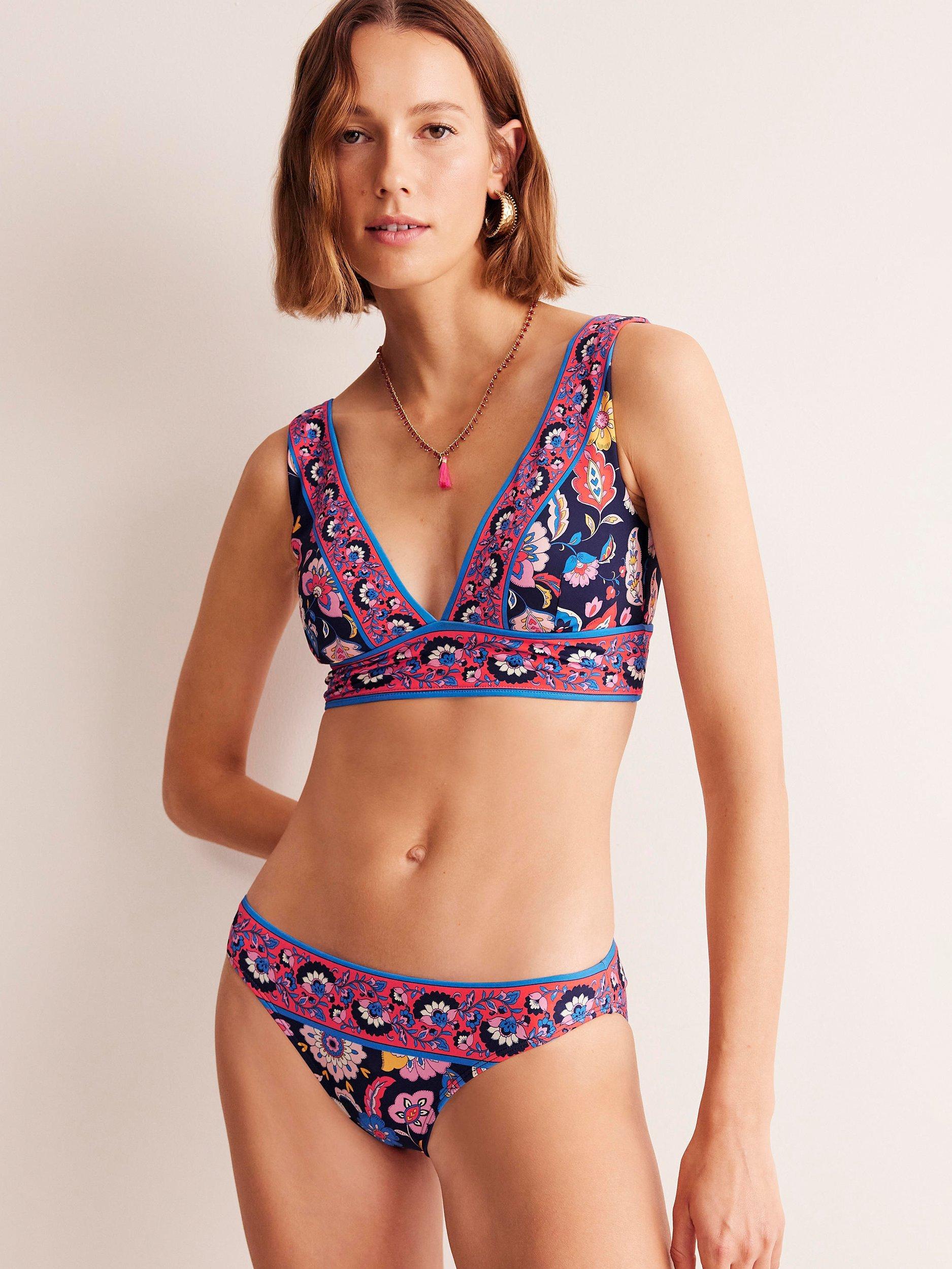 Product image 3 of 6, which shows Boden Floral Print Bikini Bottoms, Multi, 14