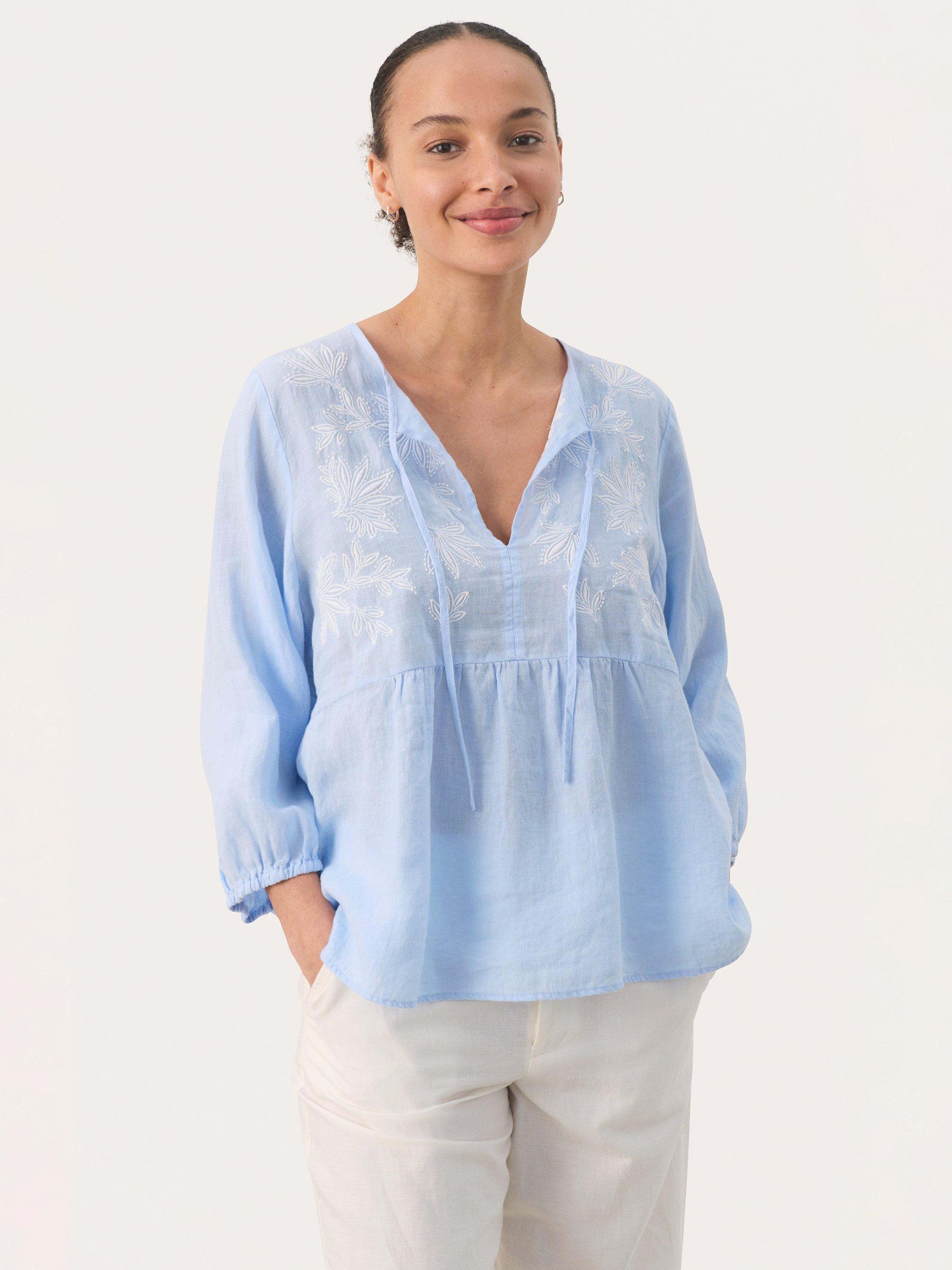 Part Two Gwendina Windsurfer Embroidery Linen Blouse