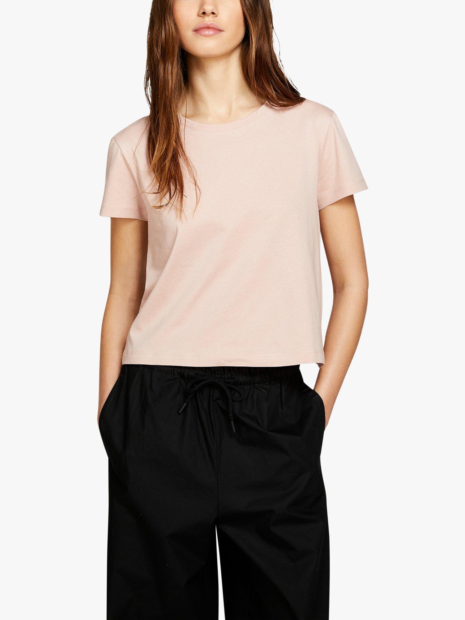 SISLEY Boxy Fit Organic Cotton T-Shirt, Pink