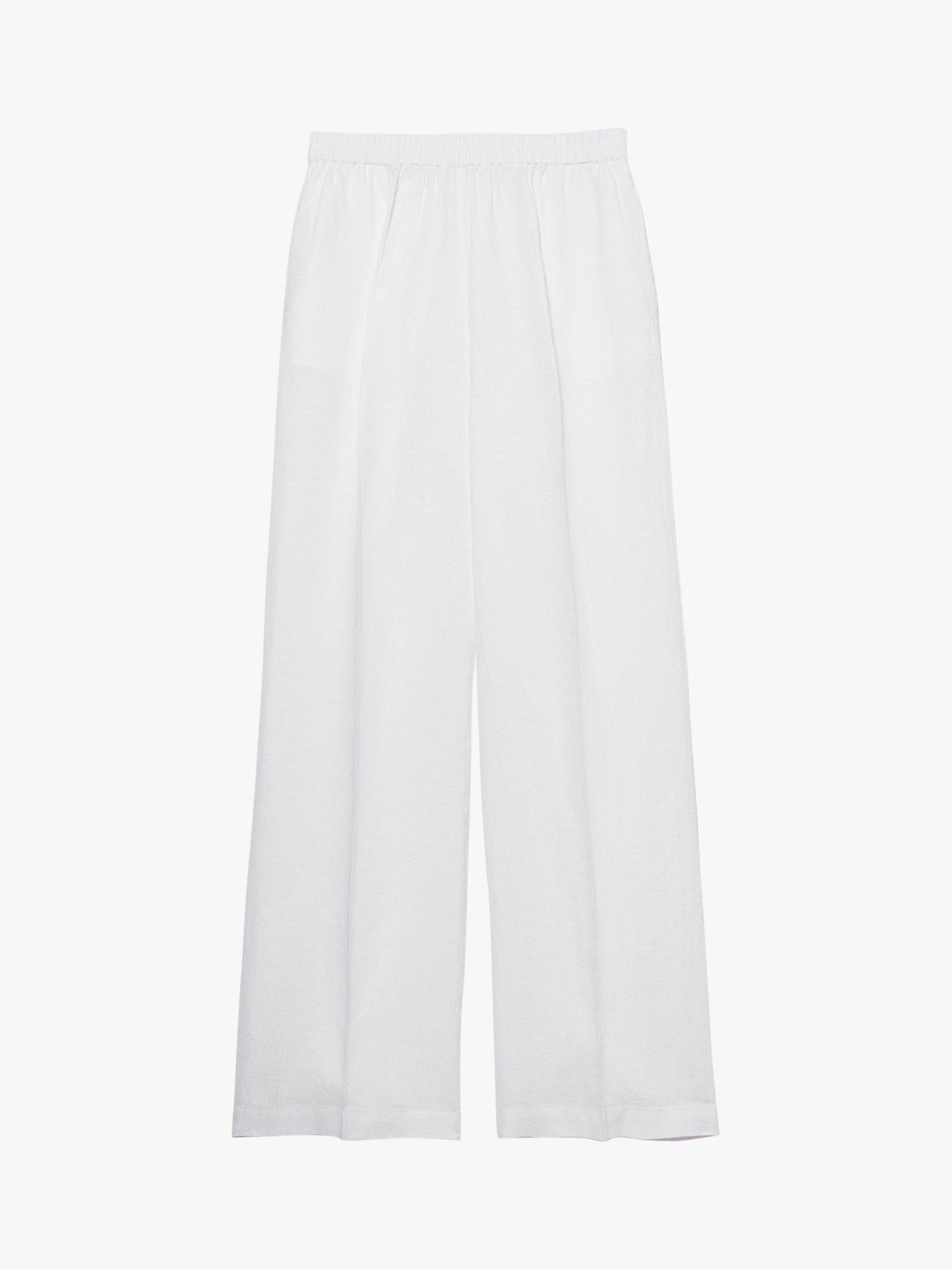 Product image 4 of 4, which shows SISLEY Straight Leg Linen Trousers, White, 10