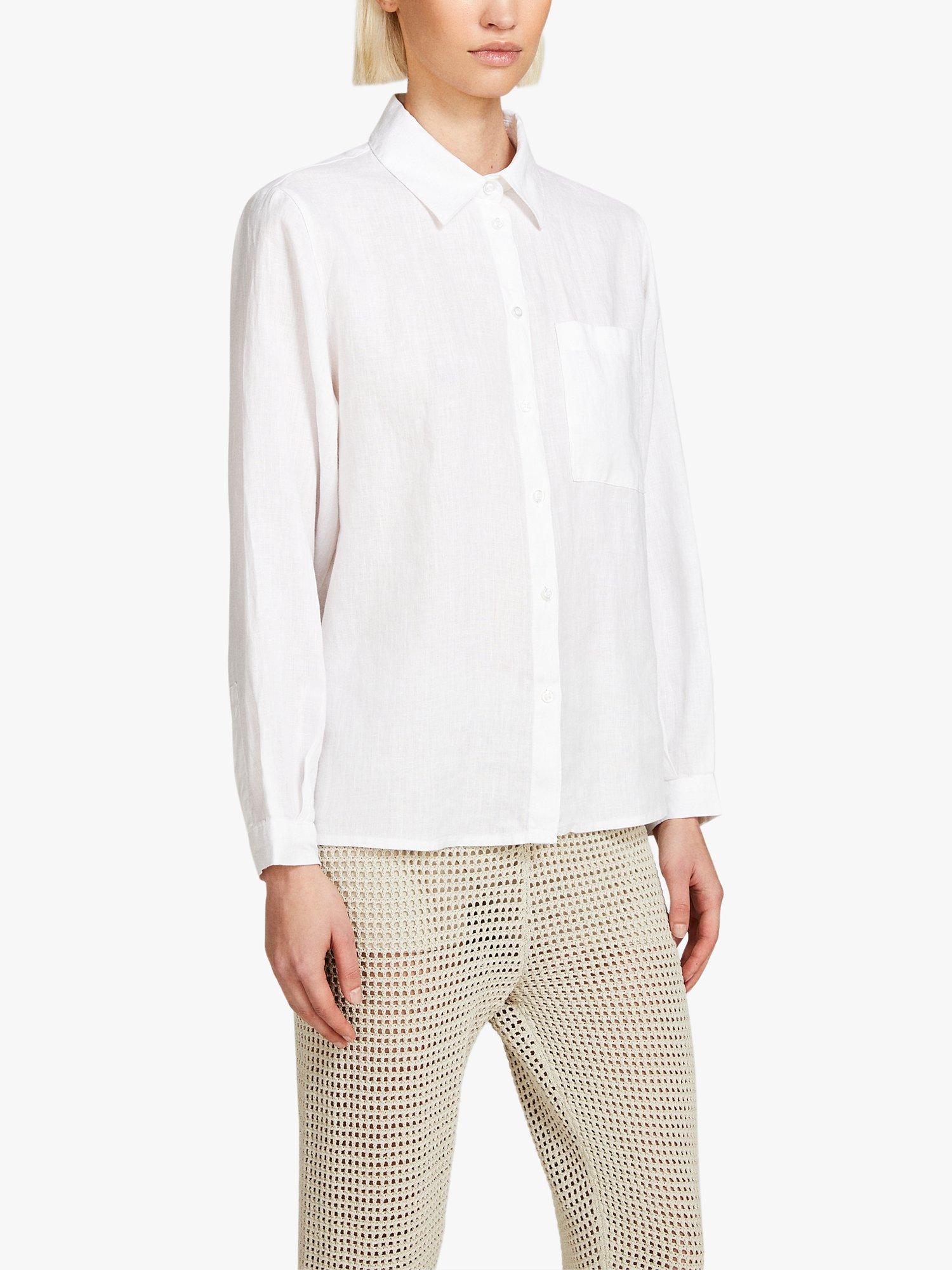 Product image 1 of 5, which shows SISLEY Linen Long Sleeve Shirt, White, XS