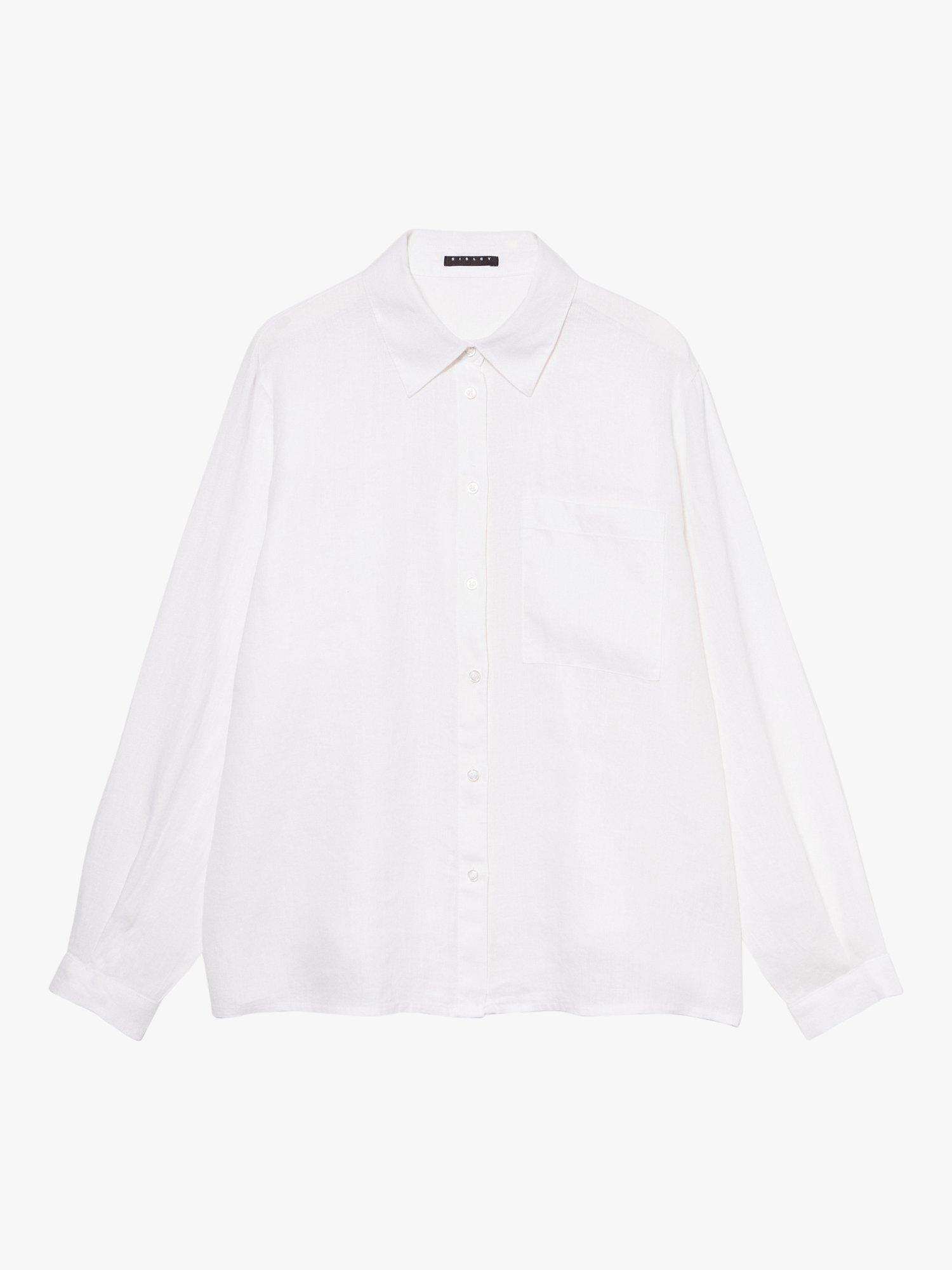 Product image 5 of 5, which shows SISLEY Linen Long Sleeve Shirt, White, XS