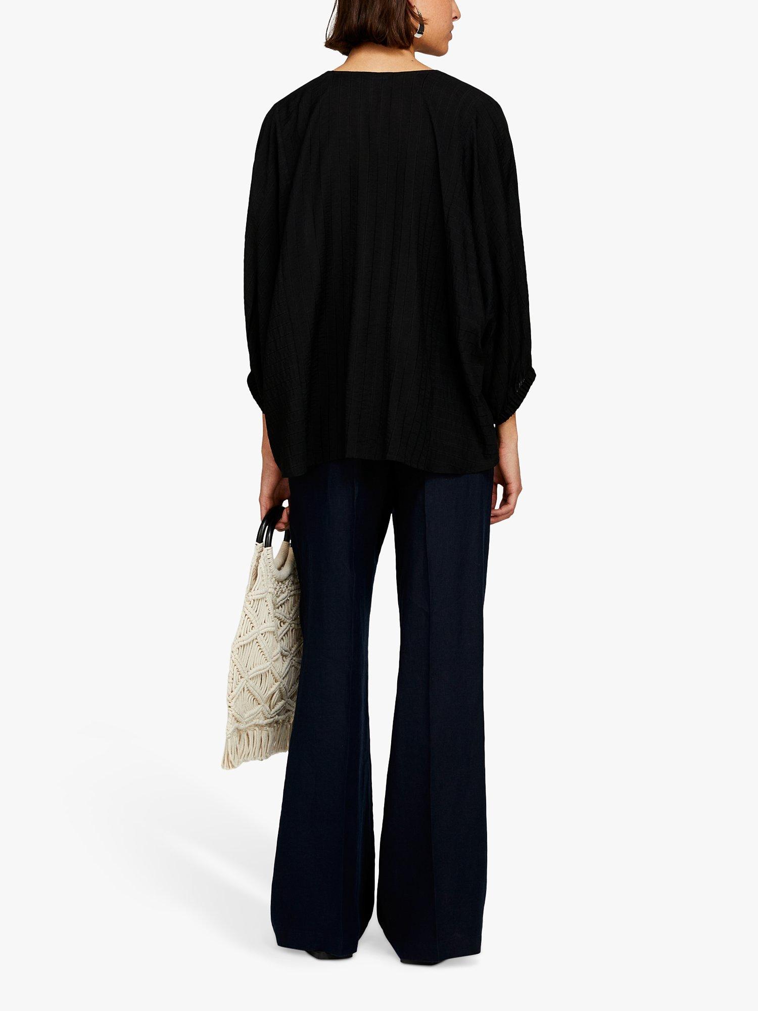 Product image 2 of 3, which shows SISLEY Straight Leg Linen Trousers, Navy, 14